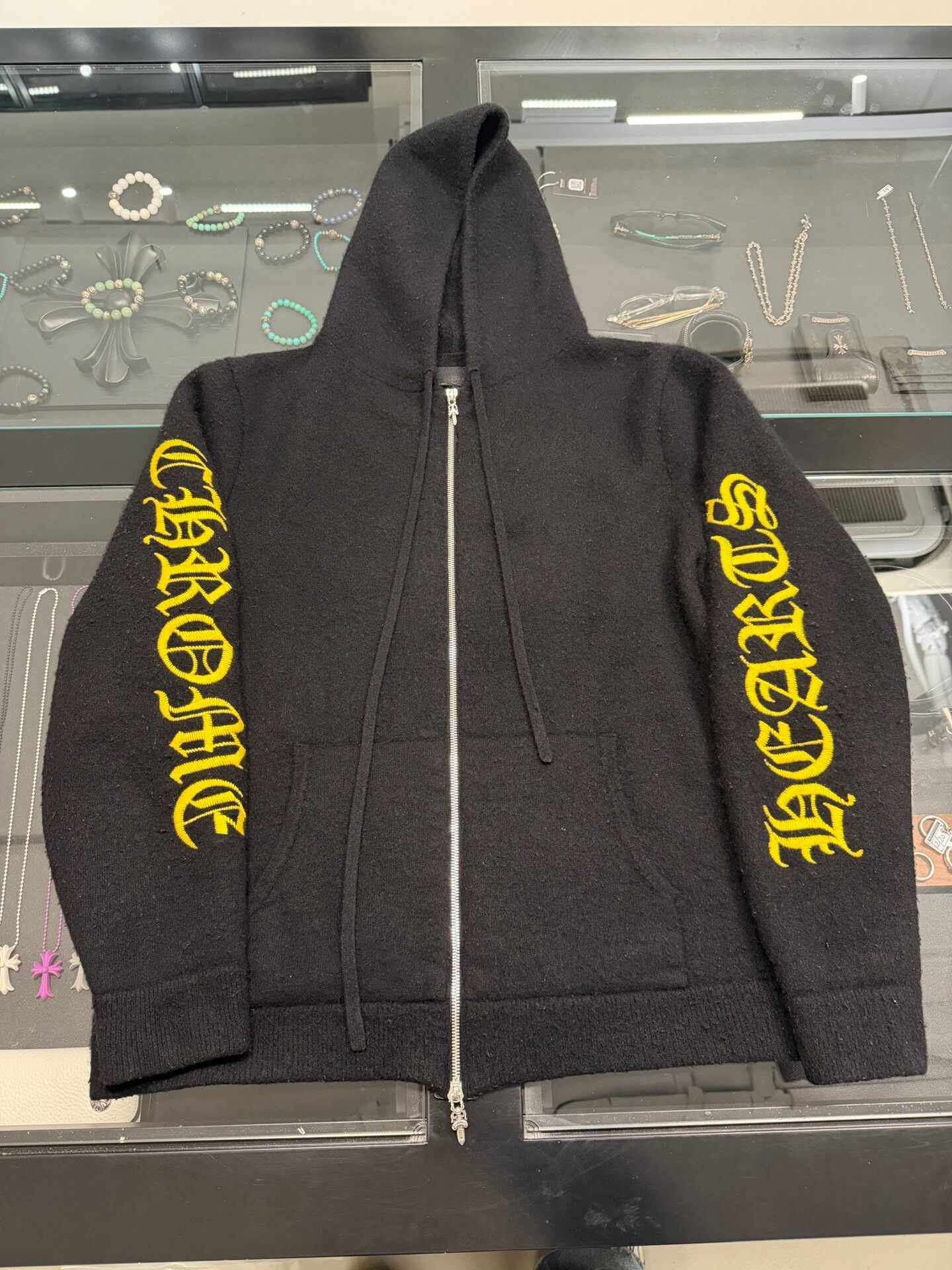 Chrome Hearts Black Cashmere Zip Hoodie L