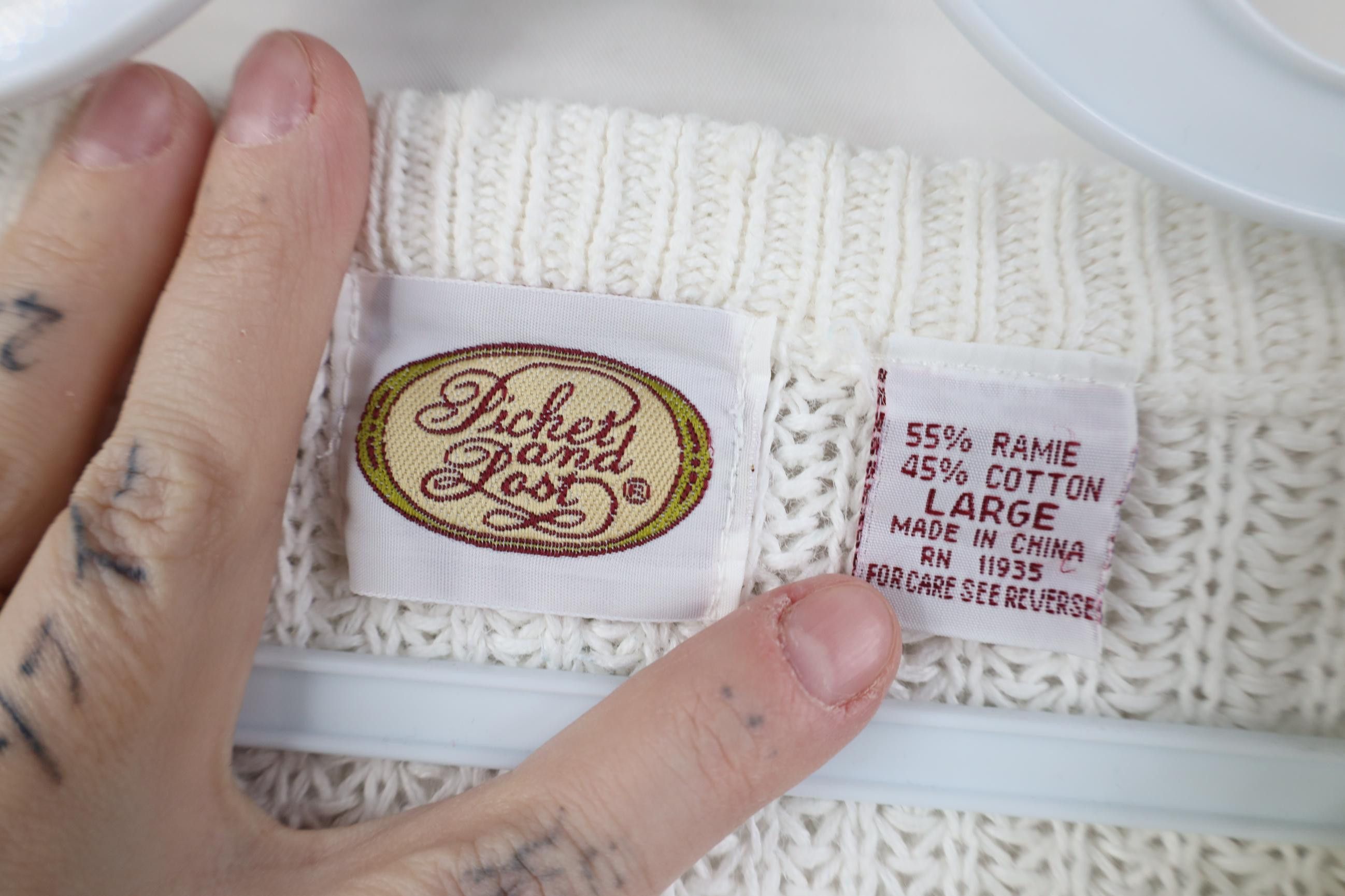 Vintage Vintage 90s Streetwear Chunky Ribbed Crewneck Sweater White Size L / US 10 / IT 46 - 7 Thumbnail