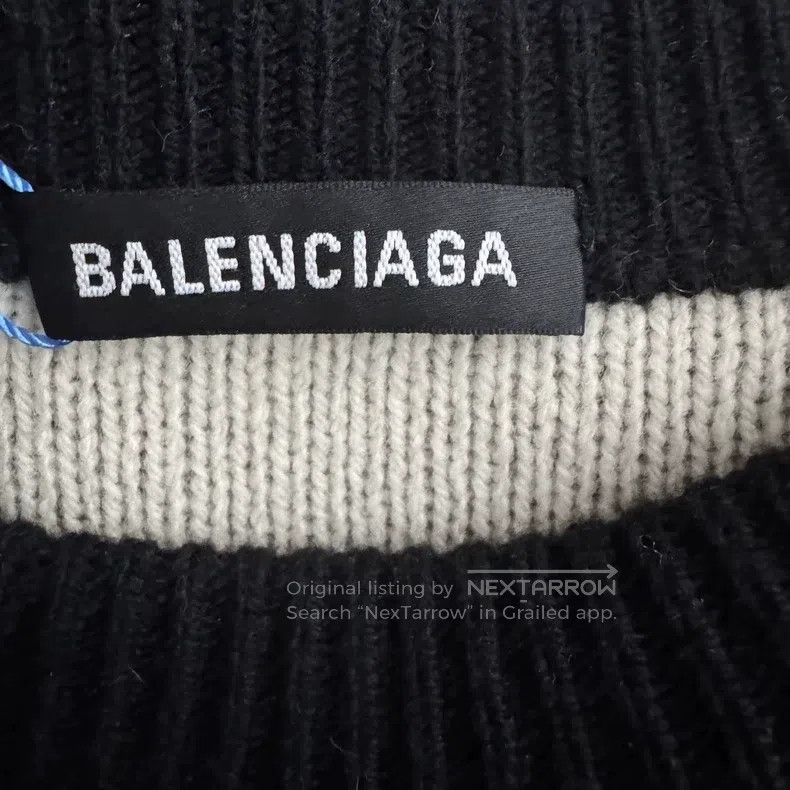 Balenciaga Balenciaga Letter Inlay Round Neck Long Sleeve Sweater Bla Size US XL / EU 56 / 4 - 3 Thumbnail