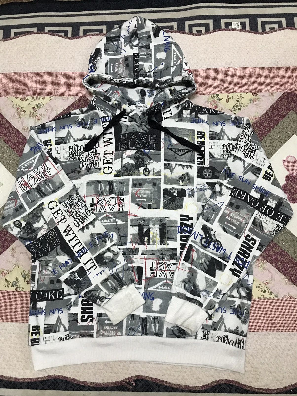 Japanese Brand × Vintage Y2K/2000s Thunder Storm Full Print Script Hoodie Baggy Size M / US 6-8 / IT 42-44 - 2 Thumbnail