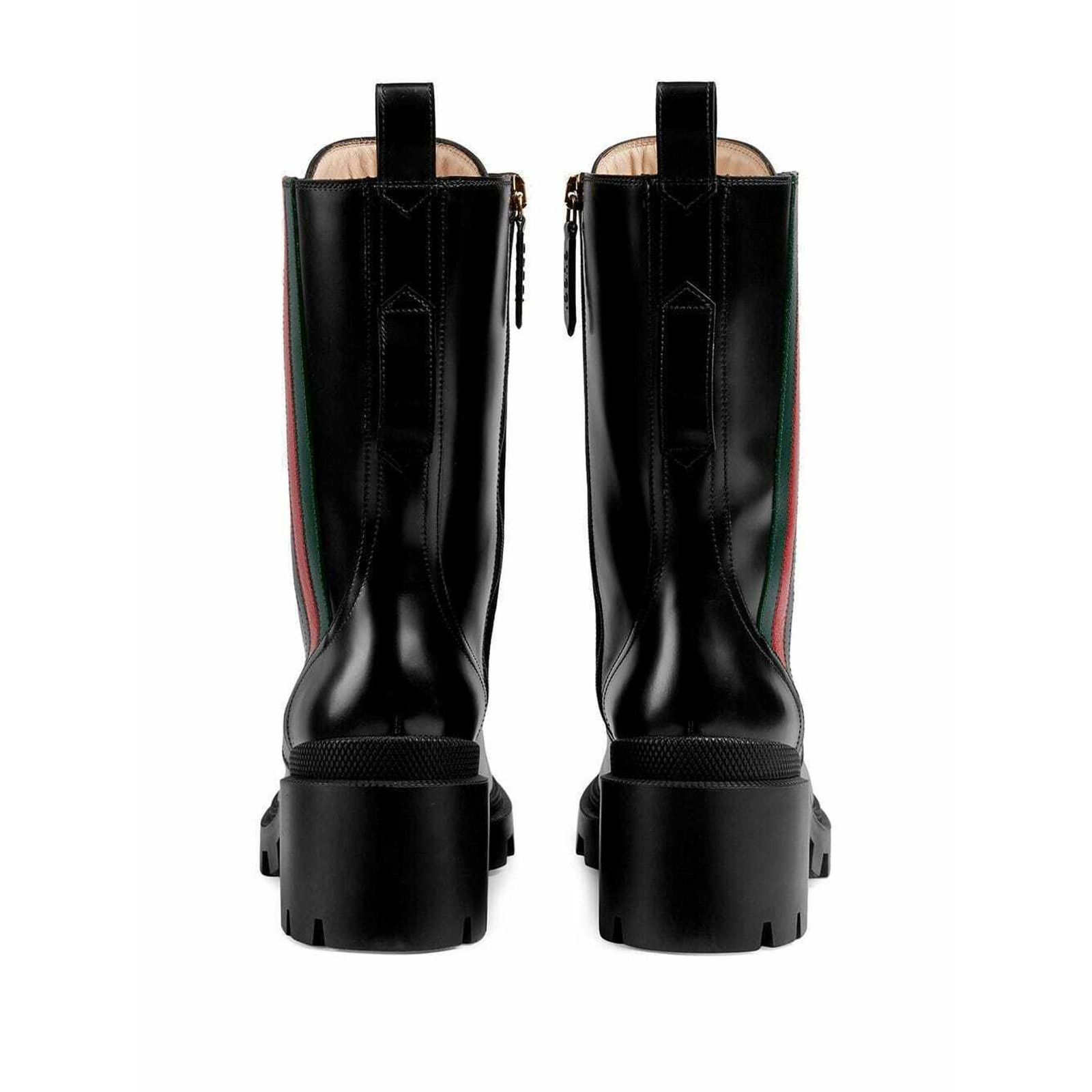 Gucci Gucci Trip Black Leather Red Green Web Stripe Mid Calf Block Size US 5 / IT 35 - 10 Thumbnail