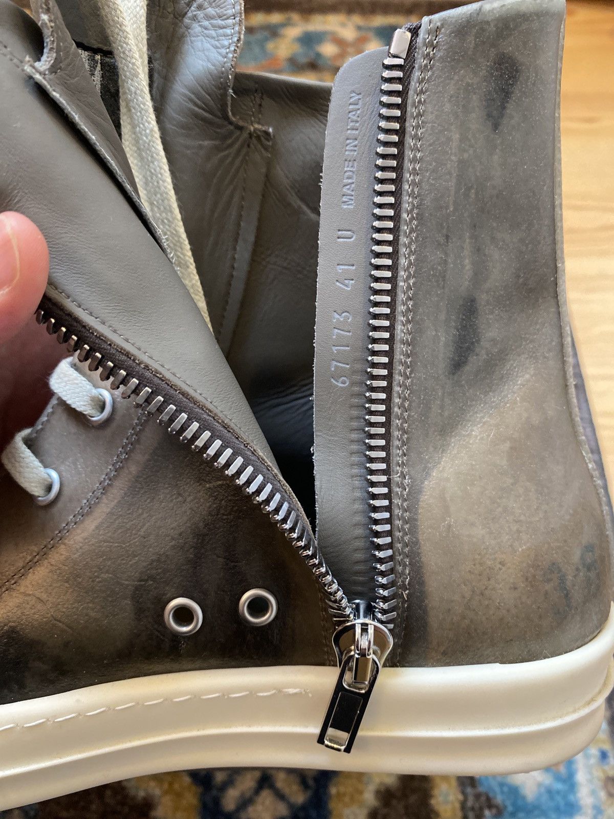 Rick Owens Rick Owens Ramones high Dust/milk/milk transparent leather Size US 8 / EU 41 - 7 Thumbnail