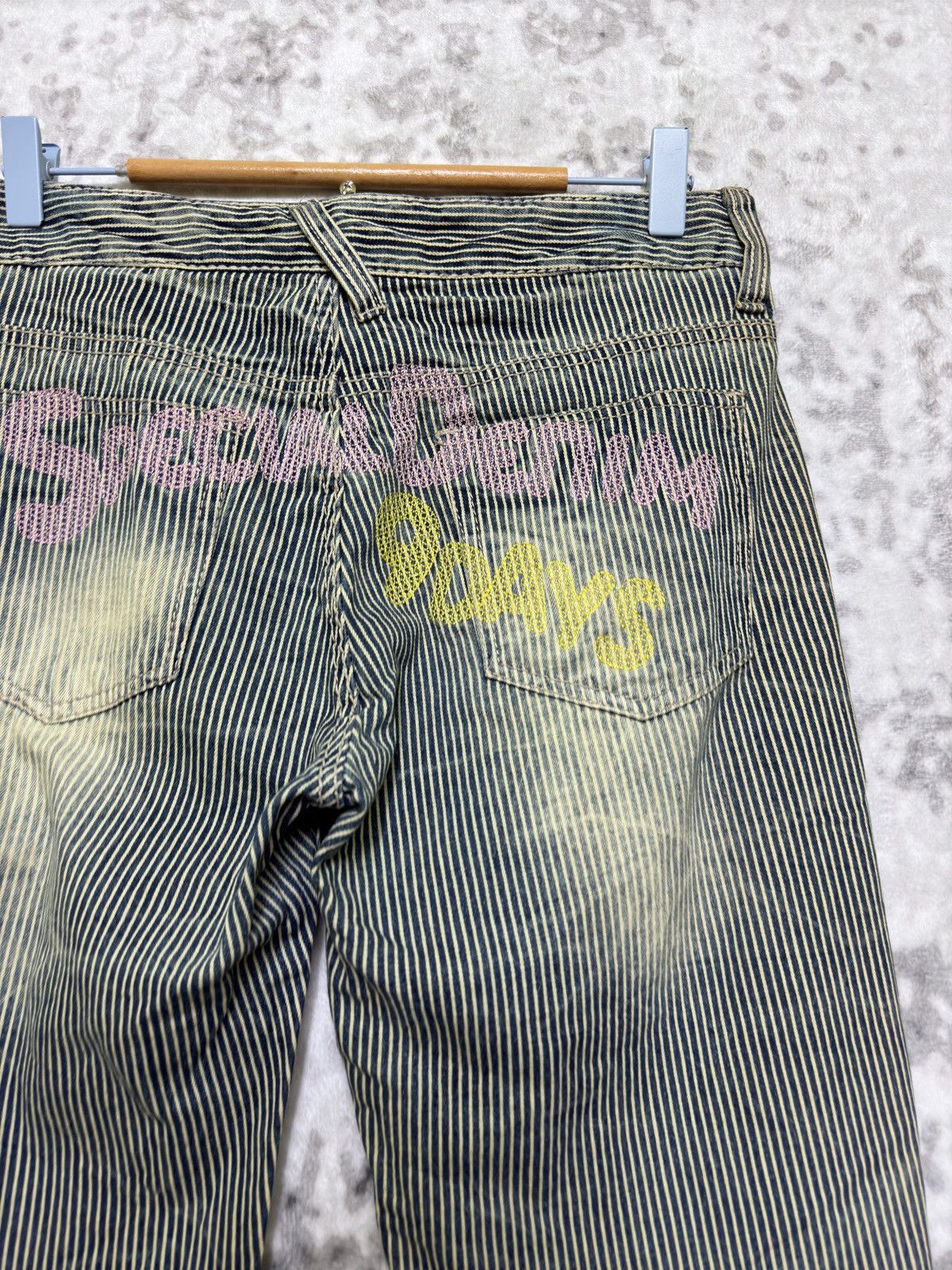Vintage Japanese Archive Hickory Stripe Distressed Denim Size US 28 / EU 44 - 11 Thumbnail