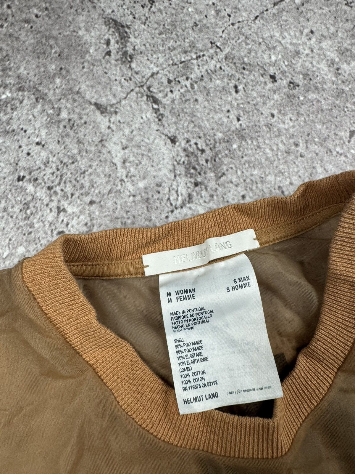 Helmut Lang Helmut Lang Logo Graphic Sheer T-shirt in Beige Polyamide Size US S / EU 44-46 / 1 - 7 Thumbnail