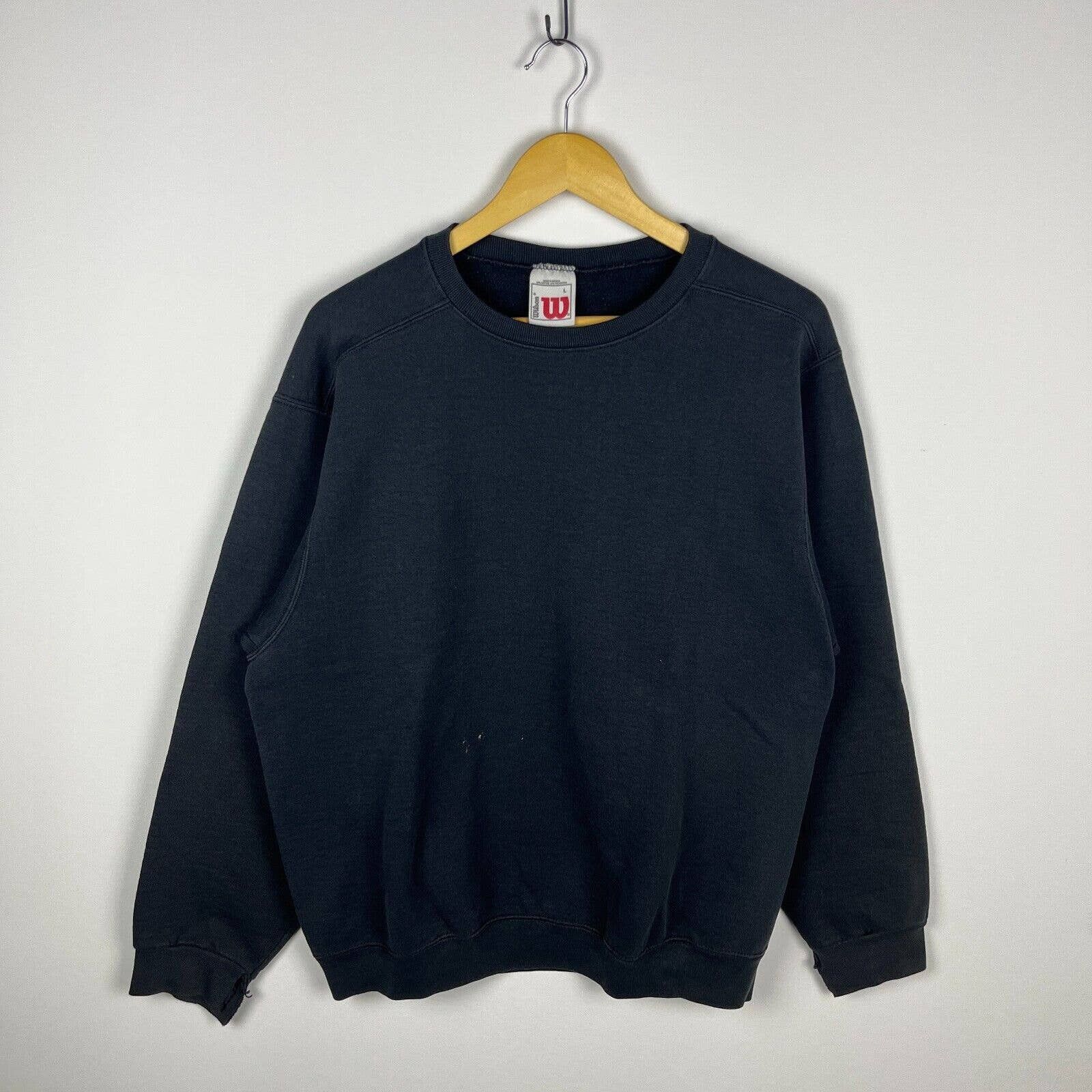 Vintage 90s Wilson Blank Black Sweatshirt Large