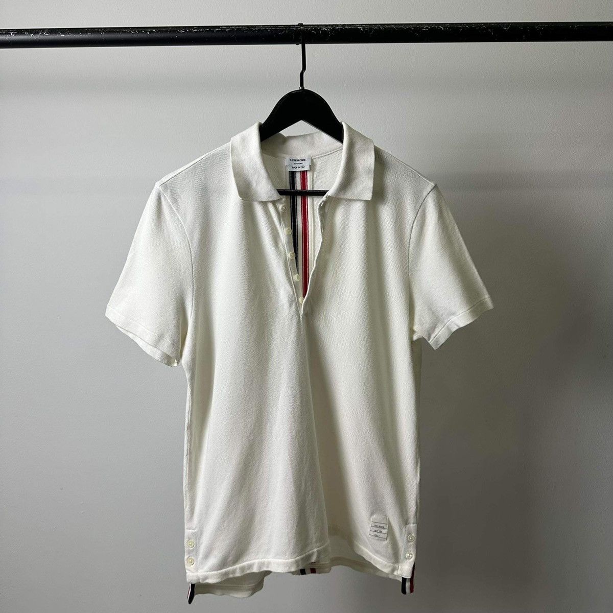 Thom Browne THOM BROWNE BACK STRIPED WHITE POLO SHIRT Size US M / EU 48-50 / 2 - 2 Thumbnail