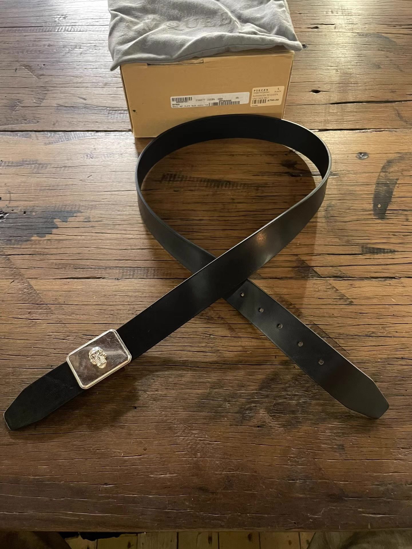 Alexander McQueen Alexander McQueen Black Embossed Silver Skull Belt Ｑ25 Size ONE SIZE - 2 Thumbnail