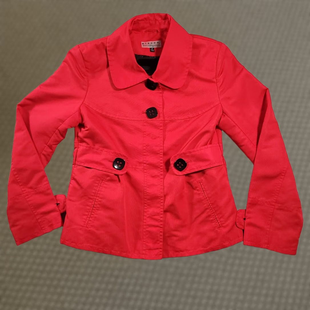 Vintage Giacca Gallery Company Coat Women's M Red Collared Lined Padded Shoulders Jacket Size M / US 6-8 / IT 42-44 - 1 Thumbnail