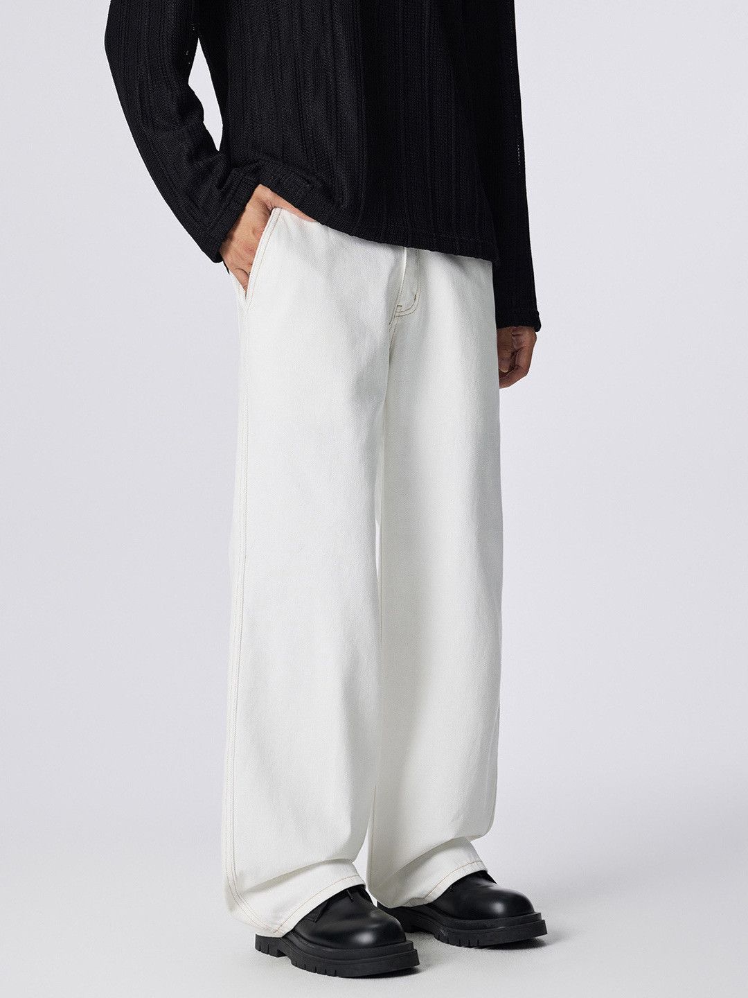 Japanese Brand Men's white simple wide-leg casual versatile jeans Size US 32 / EU 48 - 1 Thumbnail