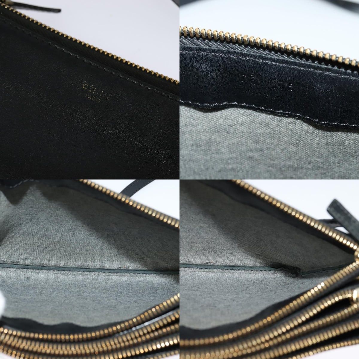 Celine CELINE Trio Shoulder Bag Leather Black Gold Size ONE SIZE - 11 Thumbnail
