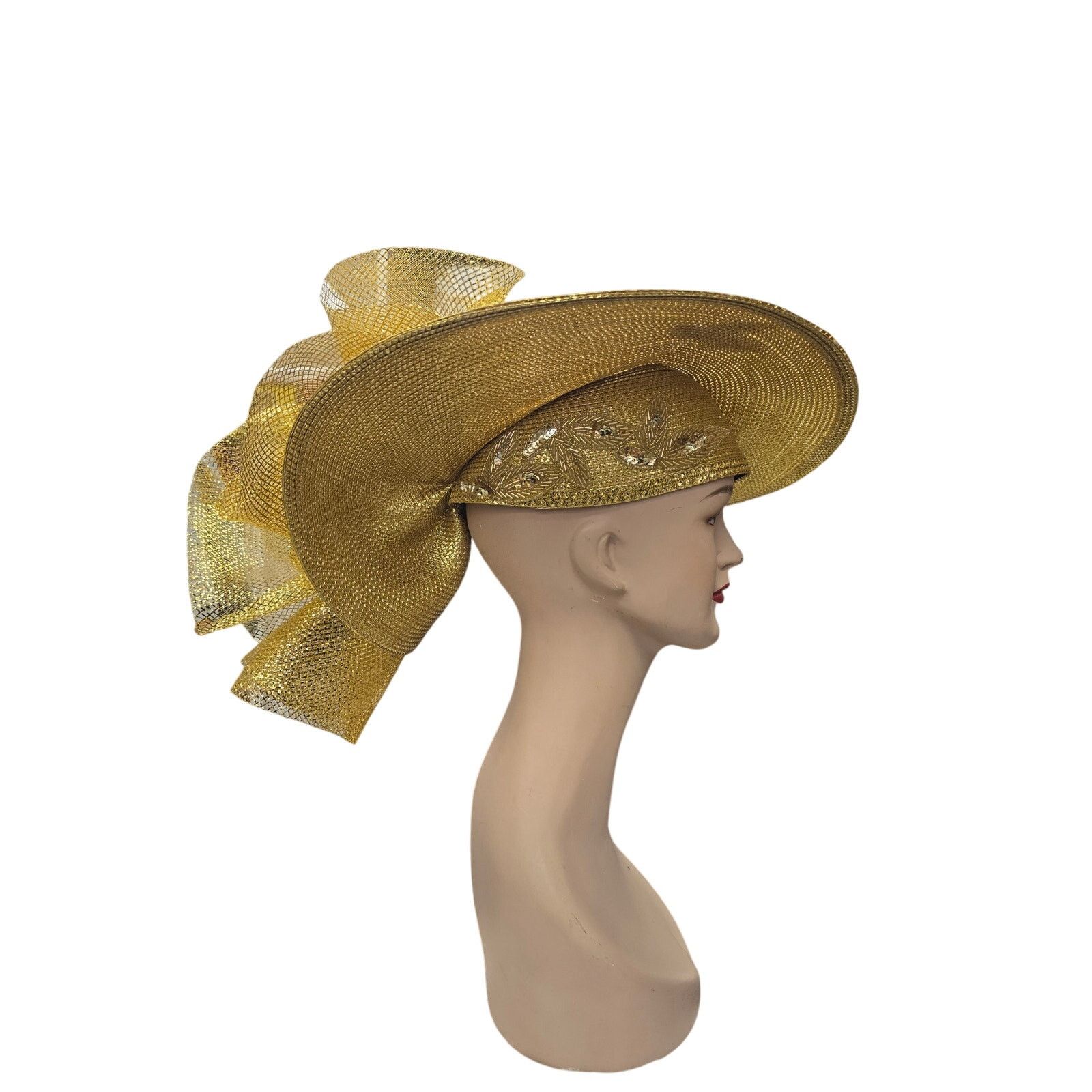 Other Gold Avant Garde Couture Hat, 22 inches Size ONE SIZE - 7 Thumbnail