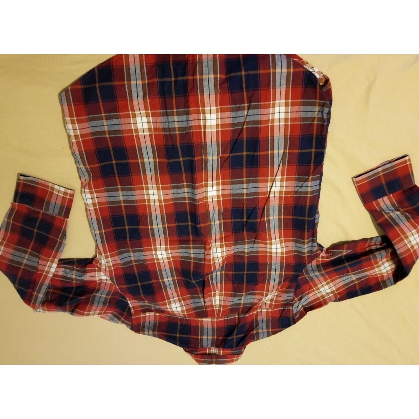 Banana Republic Banana Republic Shirt Mens Button-Up Plaid Cotton Red L Large Long Sleeve Shirt Size 42R - 5 Thumbnail
