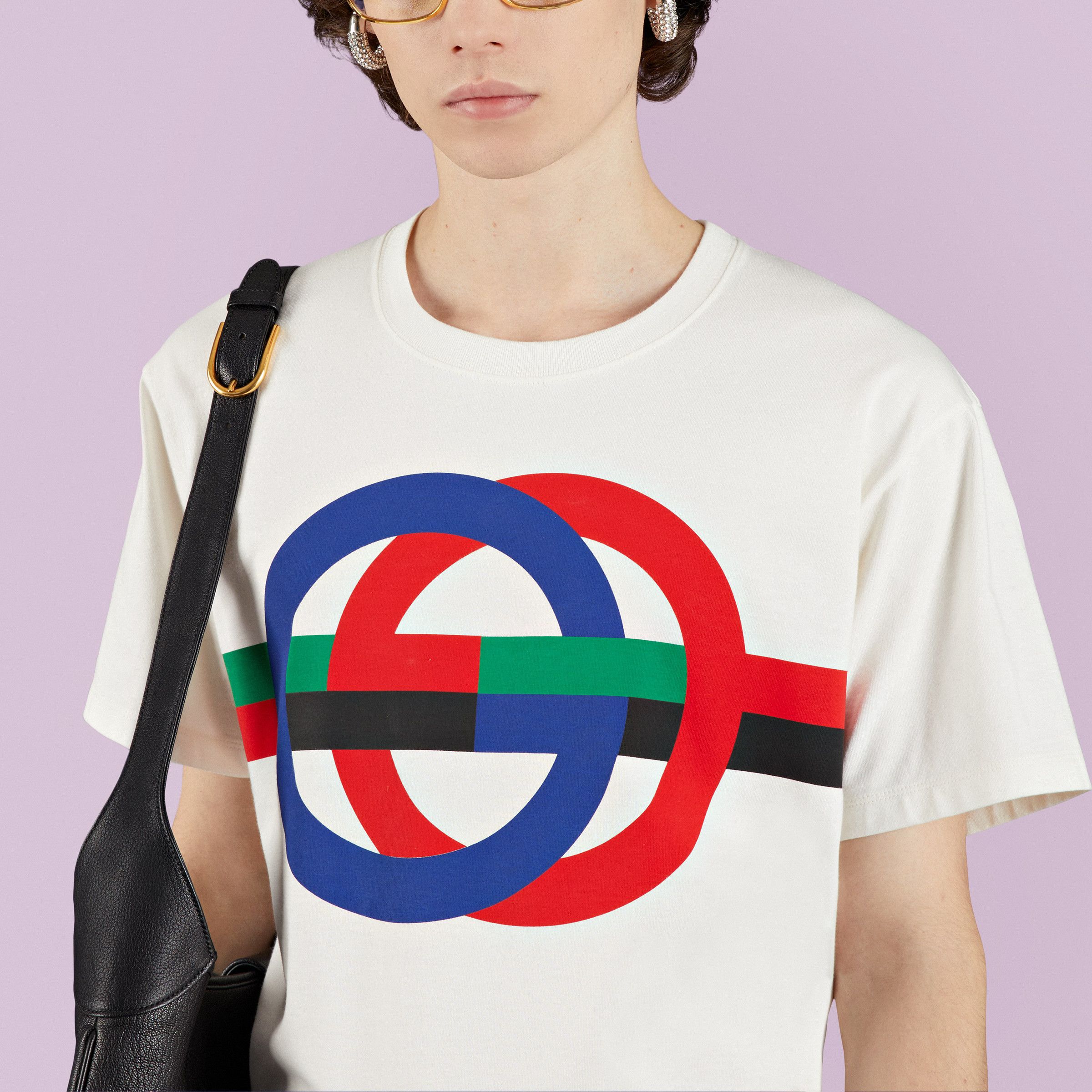Gucci GUCCI T SHIRT BLACK GG MONOGRAM LOGO WHITE 548334