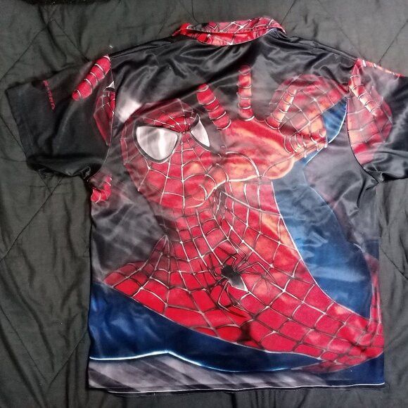 Marvel Comics × Vintage Vintage Spider Man Movie Polyester Button Shirt Size US XL / EU 56 / 4 - 6 Thumbnail