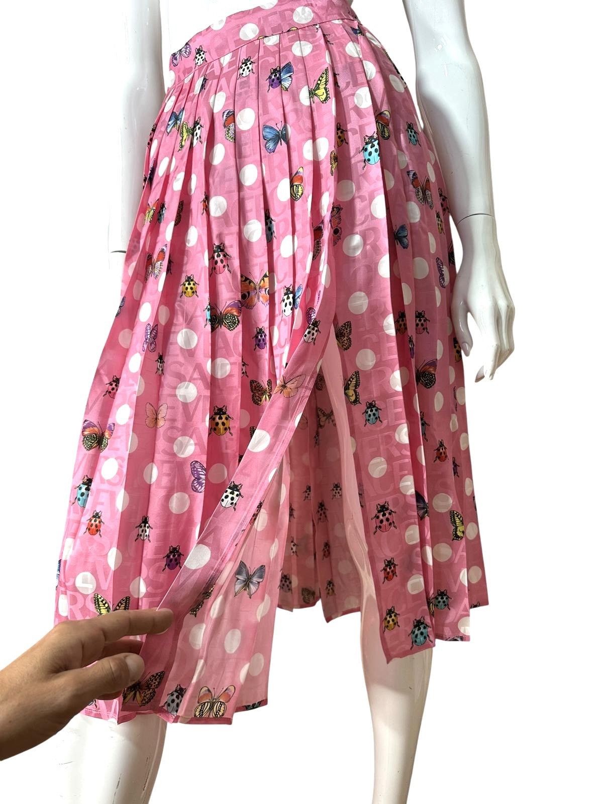 Versace Versace pink pleated midi skirt with butterflies Size 28" / US 6 / IT 42 - 2 Thumbnail