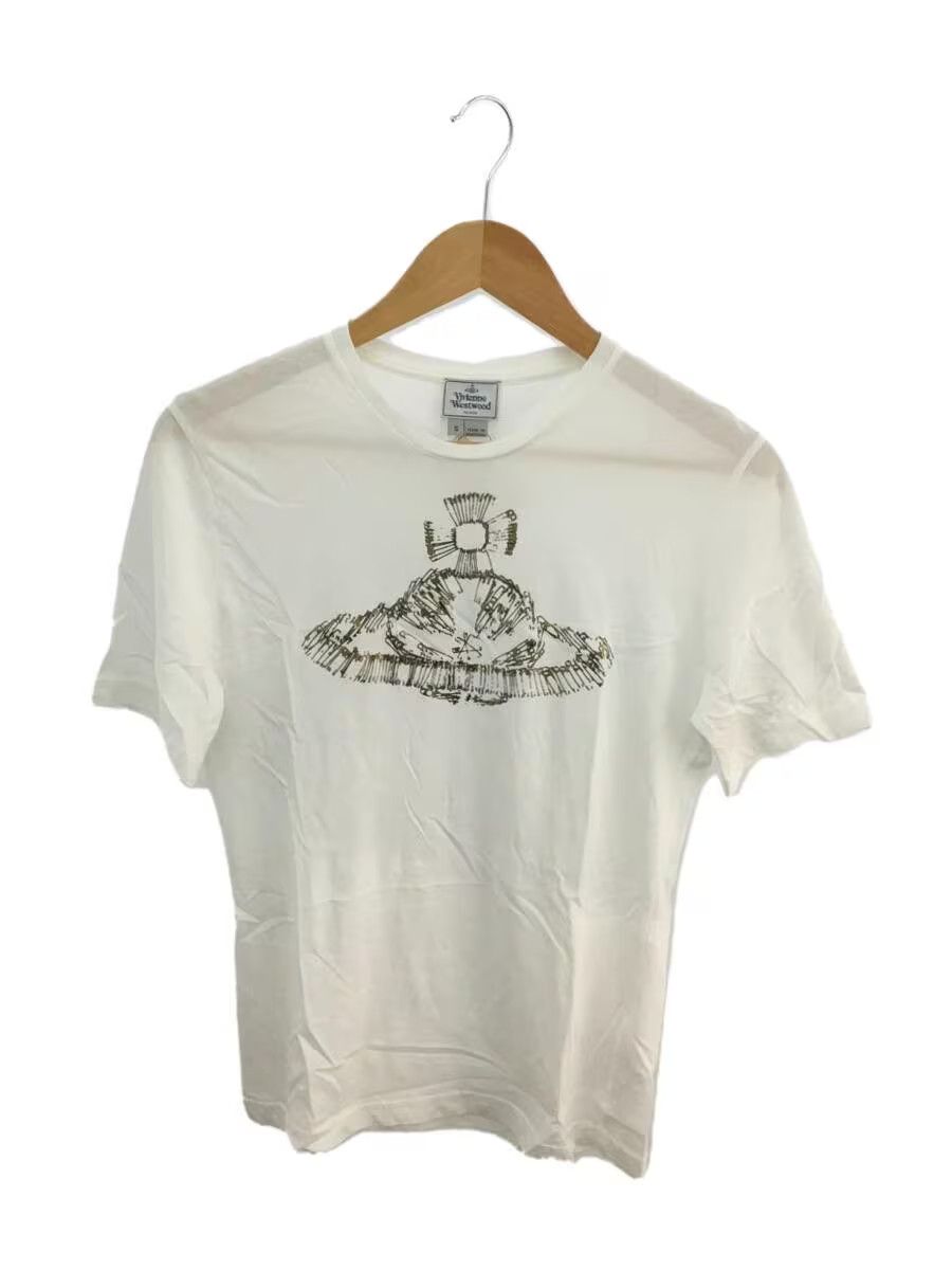 image of Vivienne Westwood Safety Pin Orb Tee in White, Men's (Size Small)