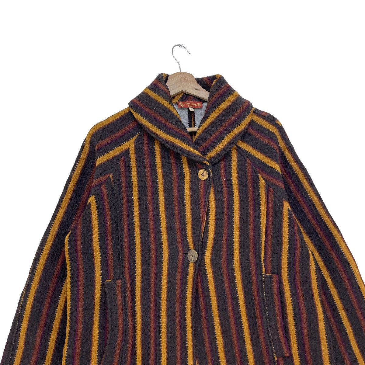 Other 💥Shawl Collar Designer Made In France Stripes Wool Blanket Size M / US 6-8 / IT 42-44 - 3 Thumbnail