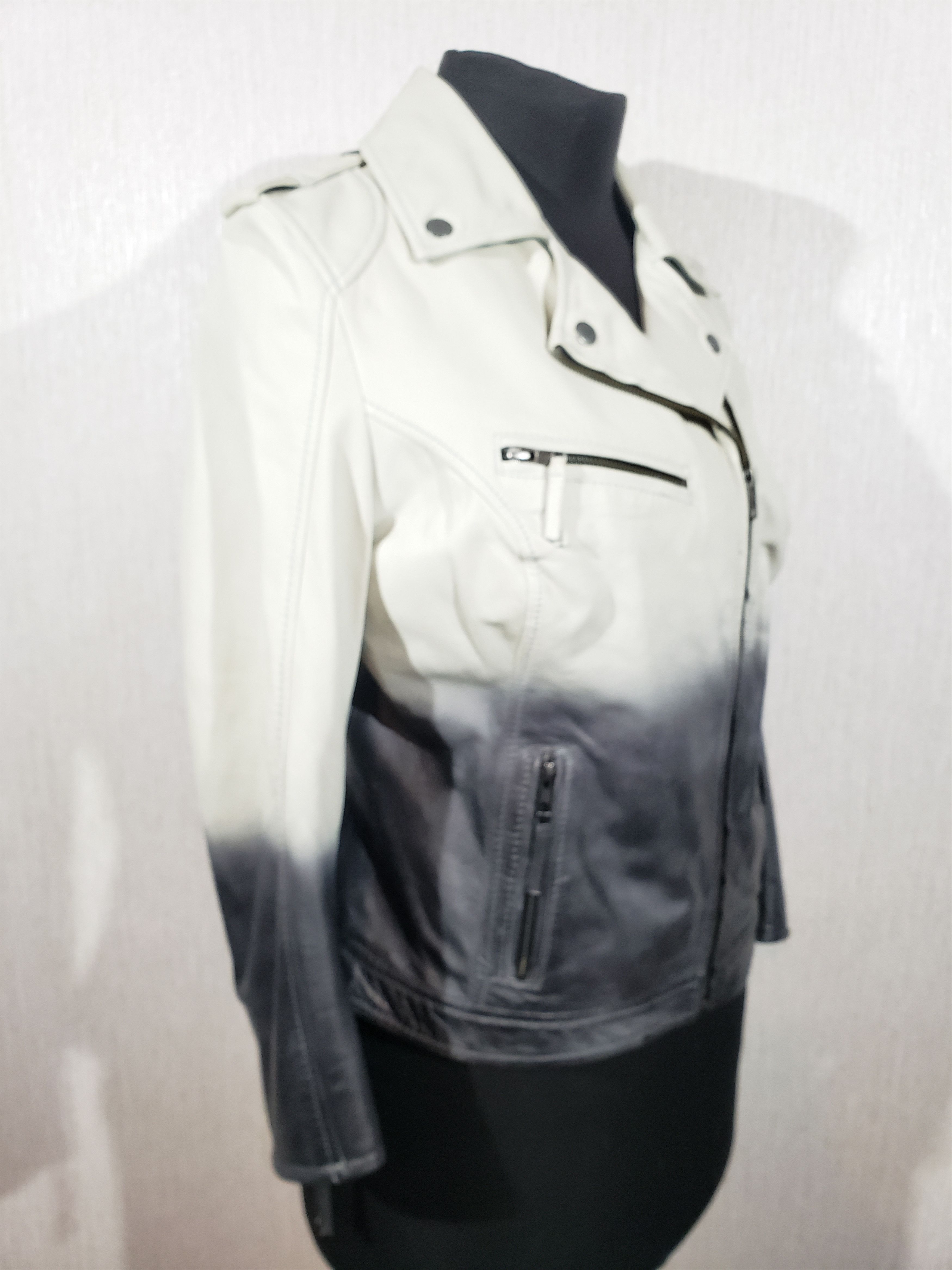 Other Black and white women's biker jacket made of leather. Size M / US 6-8 / IT 42-44 - 3 Thumbnail