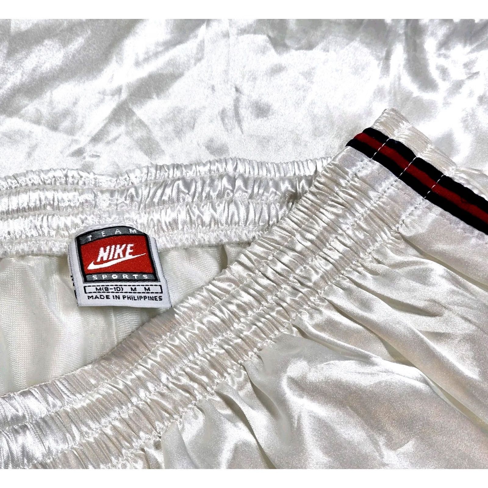 Nike VTG Nike 90s USA White Satin Nylon Soccer Shorts Red Blue Stripe Mens M Rare HTF Shorts Size US 31 - 2 Thumbnail