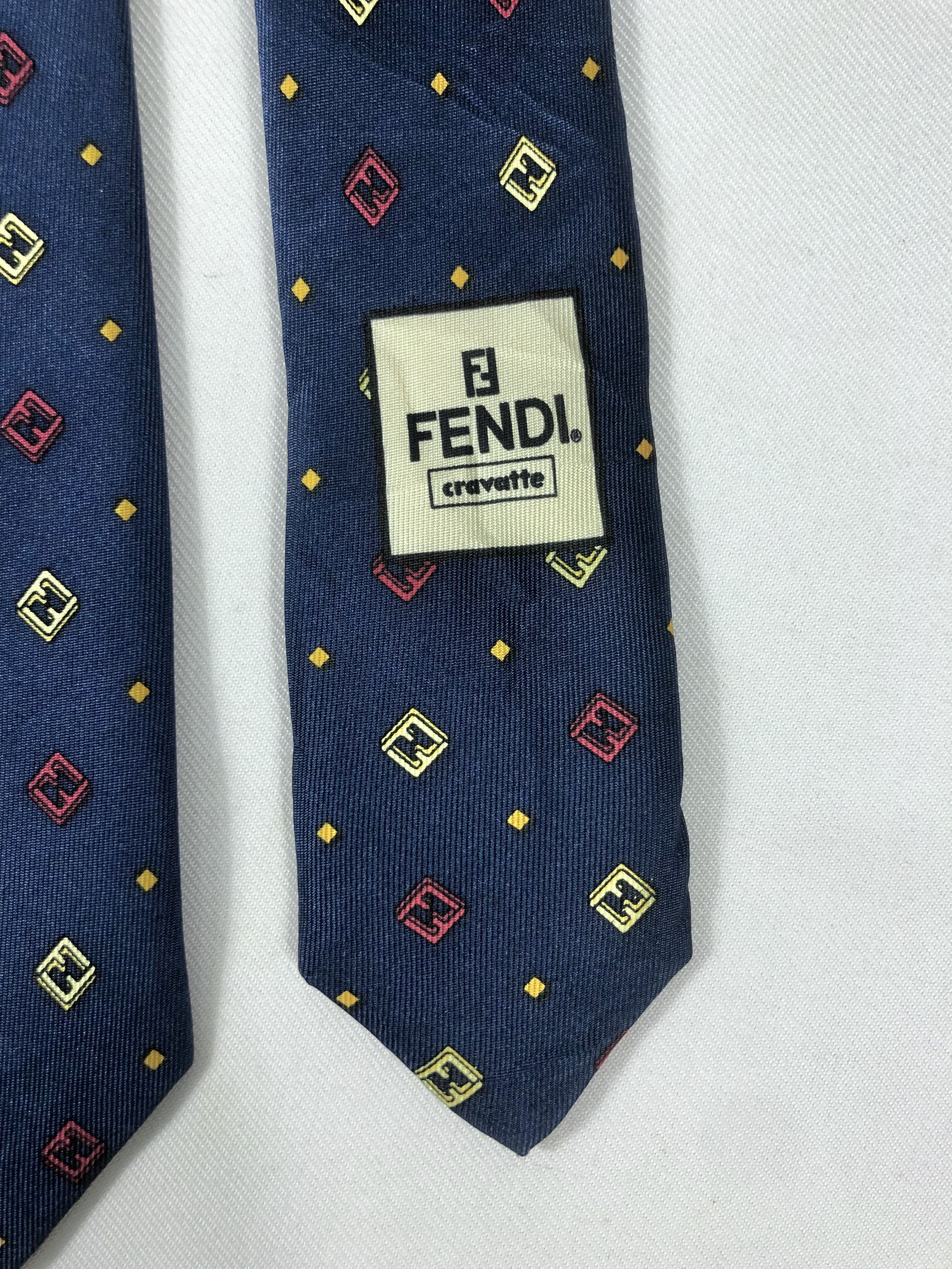 Fendi Rare Fendi Cravatte Monogram Silk Tie Made in Italy Size ONE SIZE - 4 Thumbnail