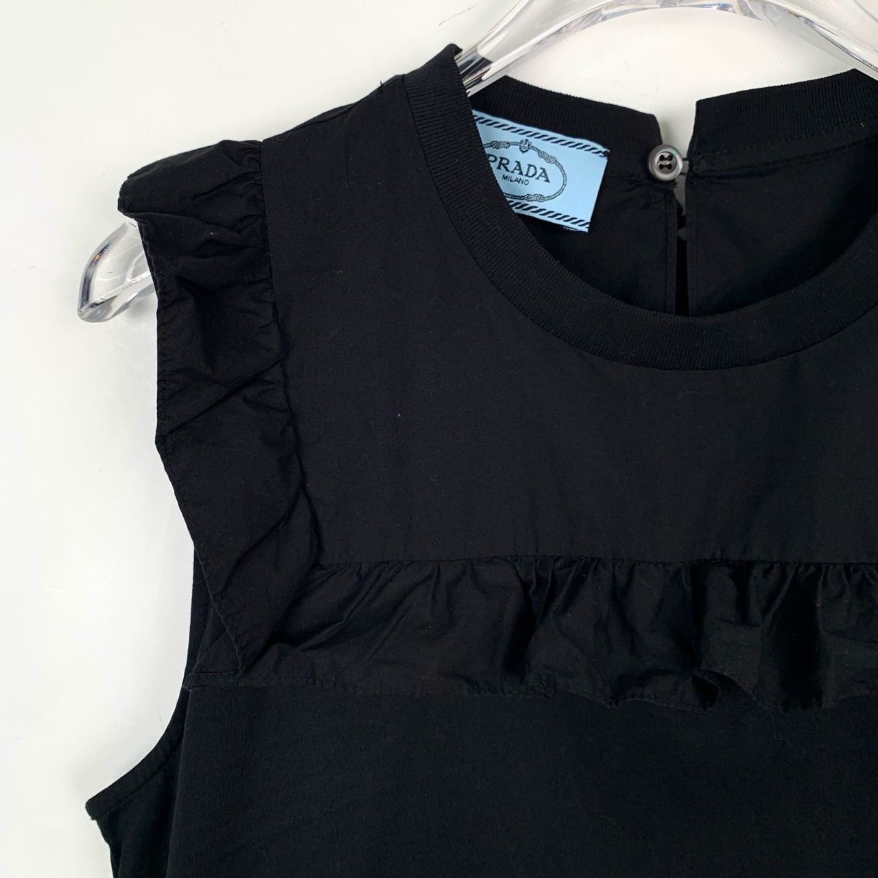 Prada Prada Black Lace-Trimmed Sleeveless Cotton Top (Size M) Size M / US 6-8 / IT 42-44 - 7 Thumbnail