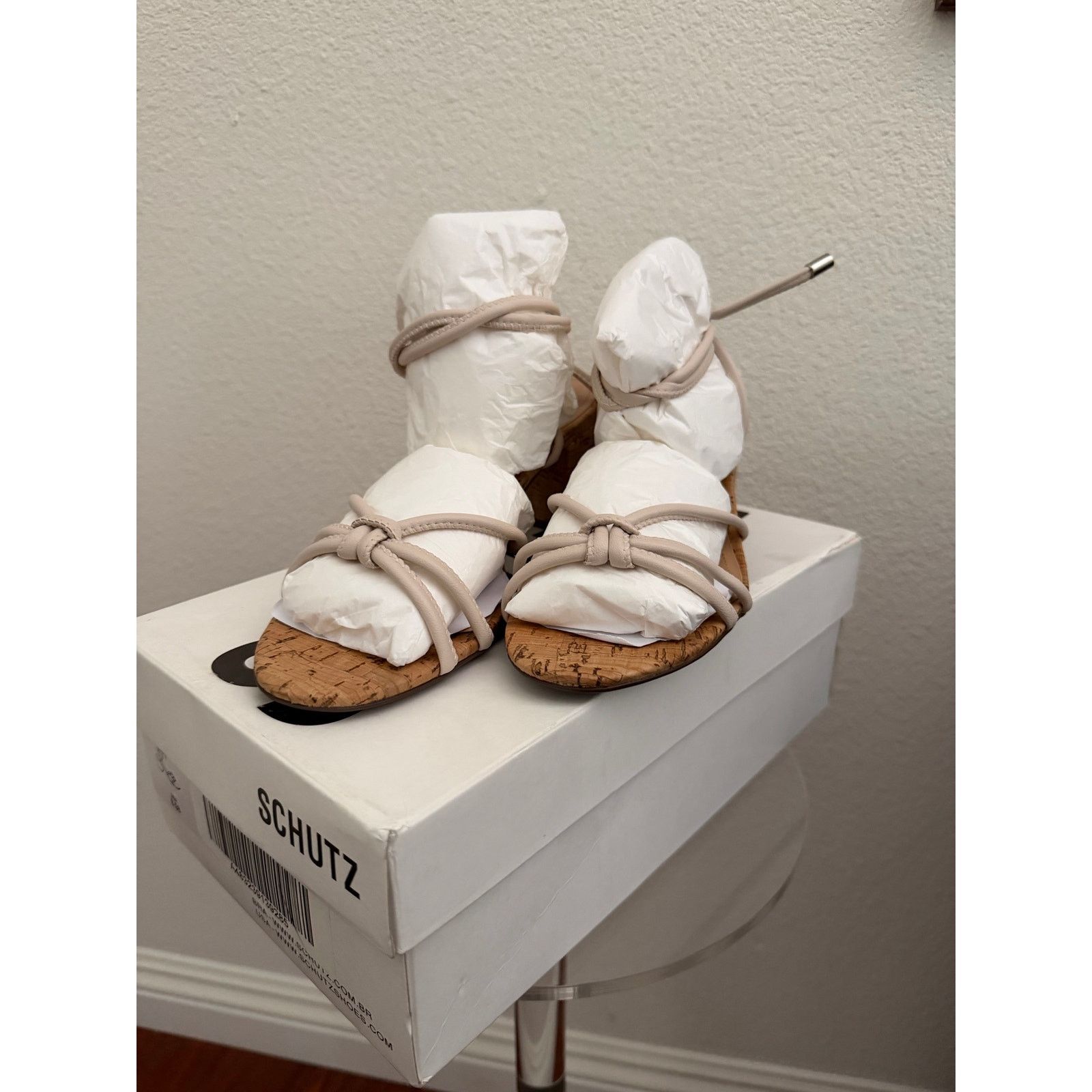 SCHUTZ Schutz Suzy leather & coral block heel sandals 8.5 beige Size US 8.5 / IT 38.5 - 3 Thumbnail