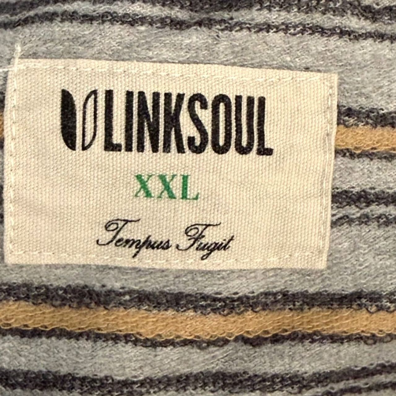Vintage Linksoul Tempus Fugit XXL Lightweight Stripe Golf Pullover Hoodie LS481 Front Pocket Hooded Pullover Mens Big & Tall Gray Size US XXL / EU 58 / 5 - 5 Thumbnail