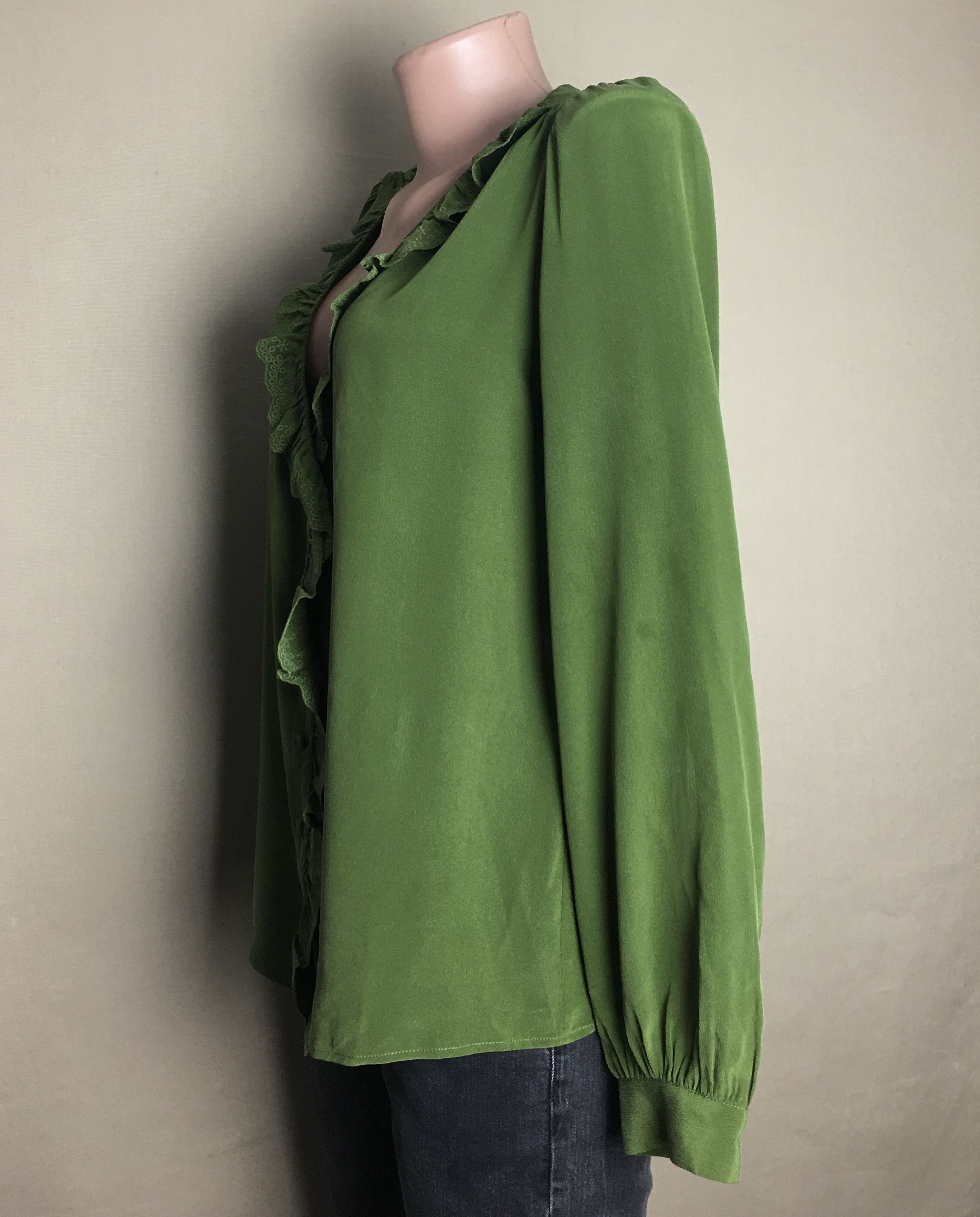 Sezane Sezane Rosine Green Silk Blouse Shirt Size EU 36 Size XS / US 0-2 / IT 36-38 - 9 Thumbnail