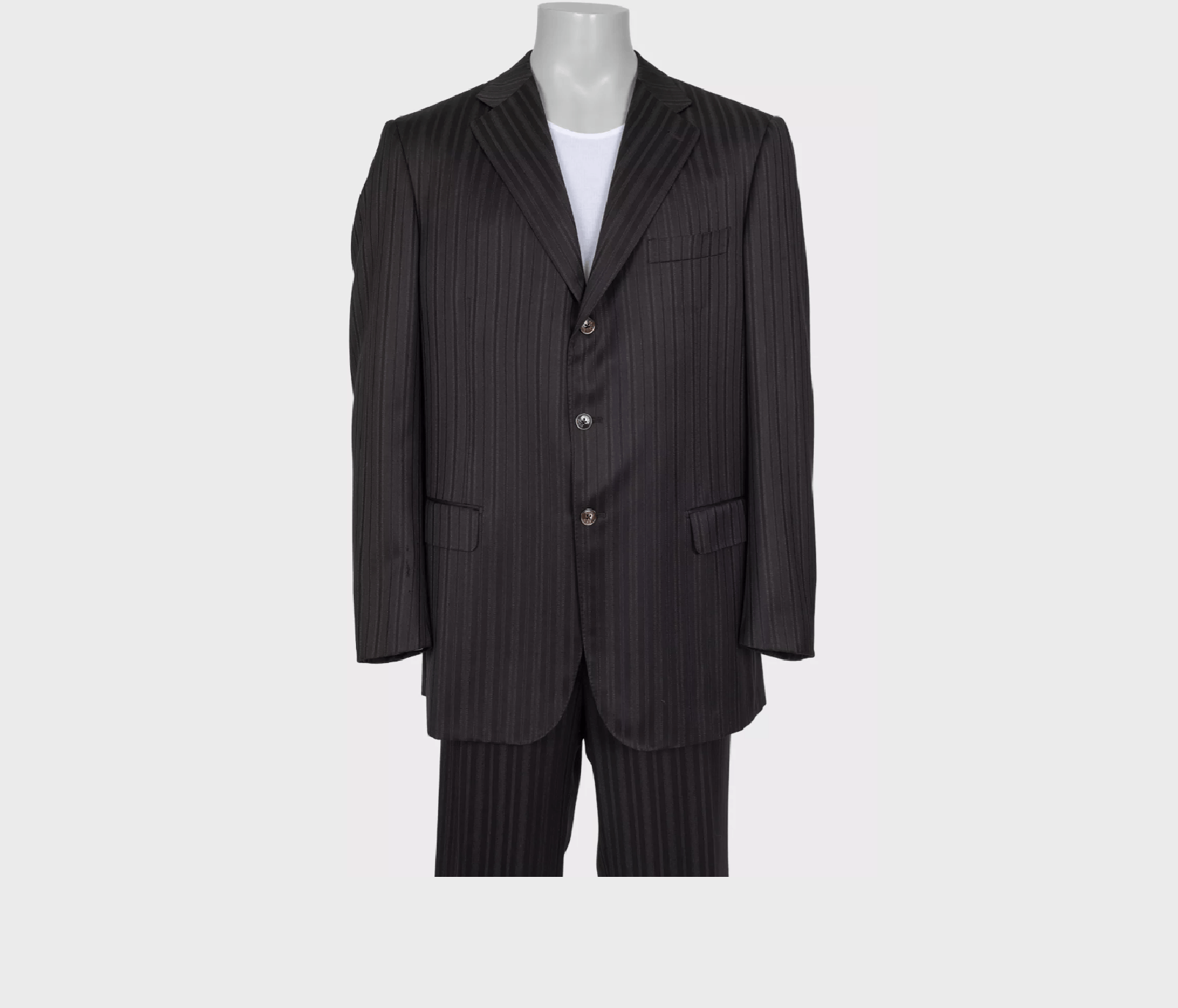 Zilli Zilli Black Striped Wool Suit IT60 4XL Size 54L - 5 Thumbnail