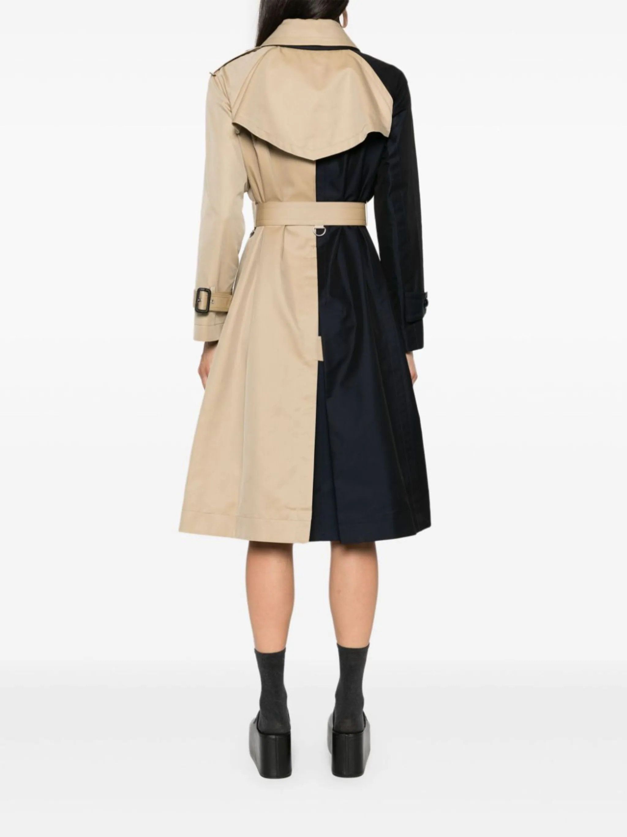 Sacai o1s22i1n0924 Gabardine Trench Coat in Black/Beige Size M / US 6-8 / IT 42-44 - 4 Thumbnail