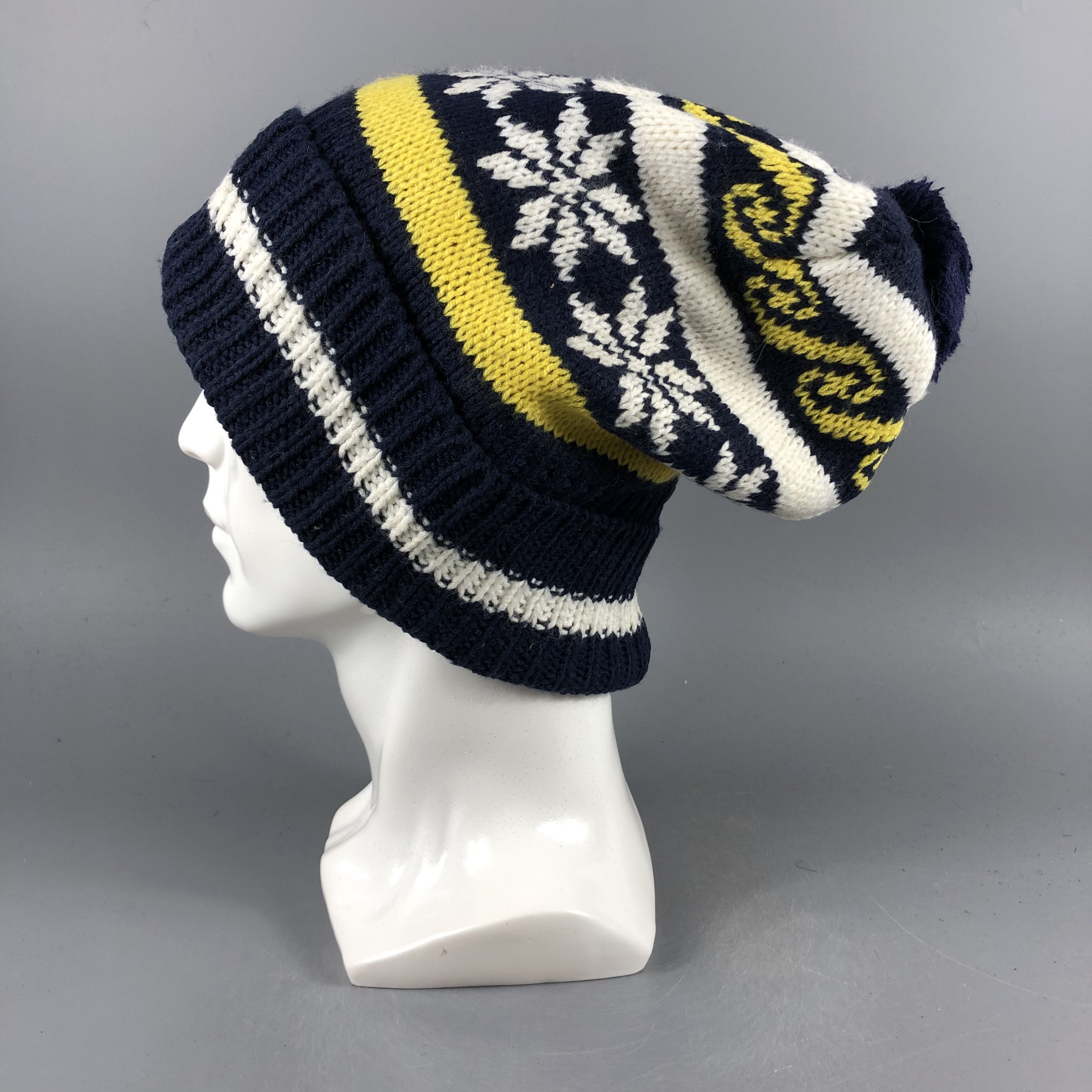 Vintage Dip Drops Stripe Beanie Snow Hat Snow Cap -D1198 Size ONE SIZE - 1 Thumbnail
