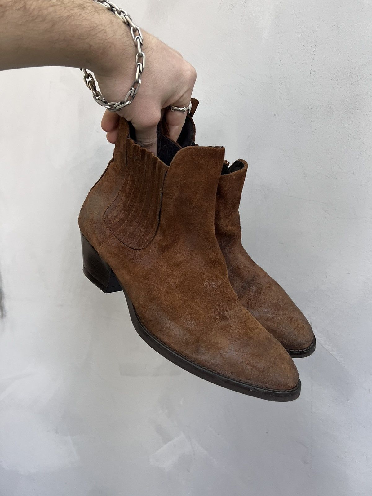 14th Addiction × KMRii Leather JAPANESE HIGH AVANT-GARDE Boots RICK OWENS STYLE Size US 7.5 / EU 40-41 - 8 Thumbnail