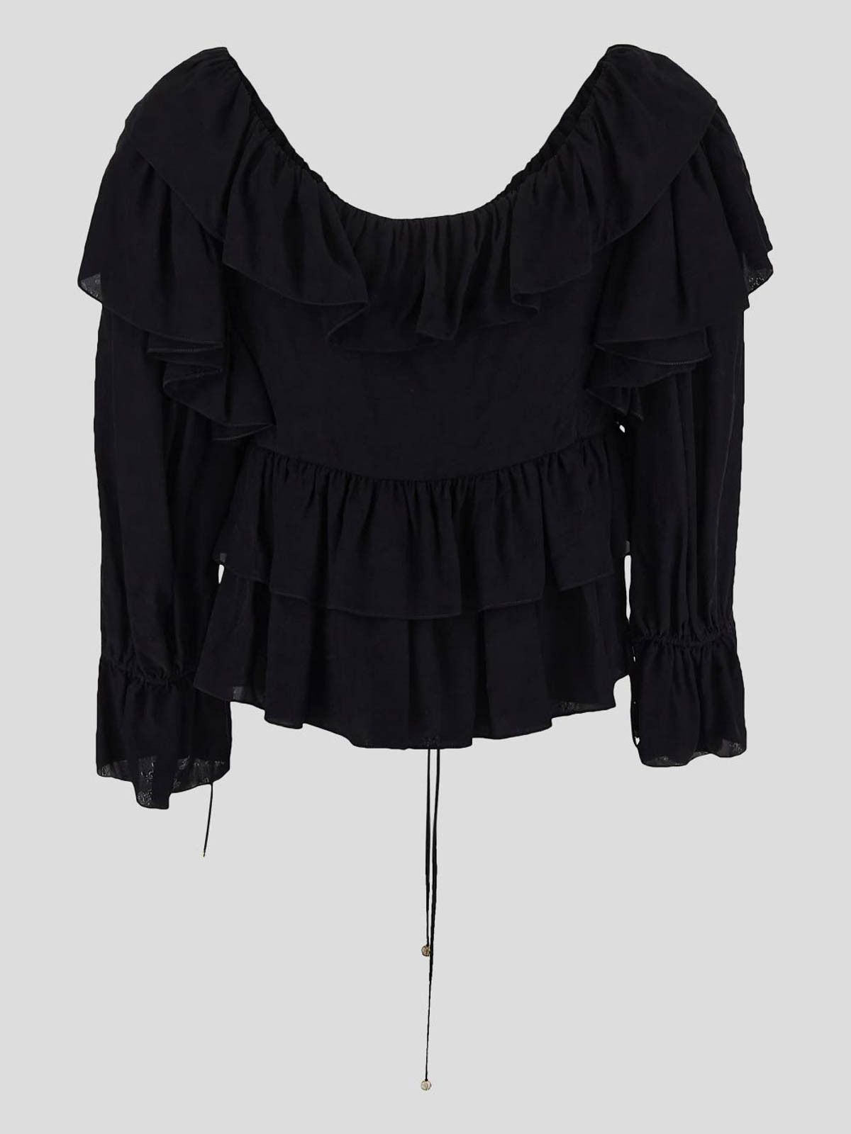 Chloe o1loc1c11125 Cropped Ruffle Top in Black Size S / US 4 / IT 40 - 2 Thumbnail