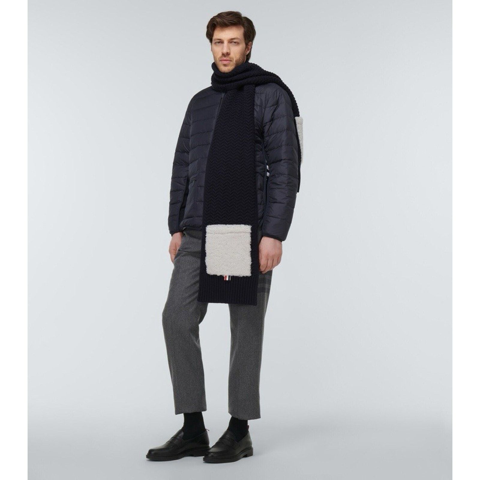 Thom Browne NWT $1050 Thom Browne Shearling Pocket Wool Scarf, Italy. Size ONE SIZE - 2 Thumbnail