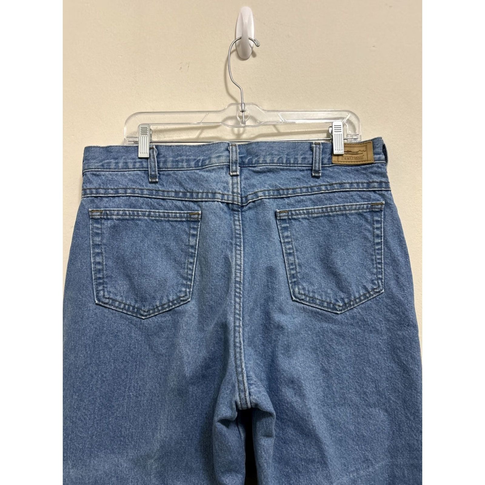 Vintage VINTAGE L.L. Bean Jeans Mens 36x30 Blue Plaid Denim 5-Pocket Relaxed Zip Made In USA M L Boy? Size US 36 / EU 52 - 7 Thumbnail