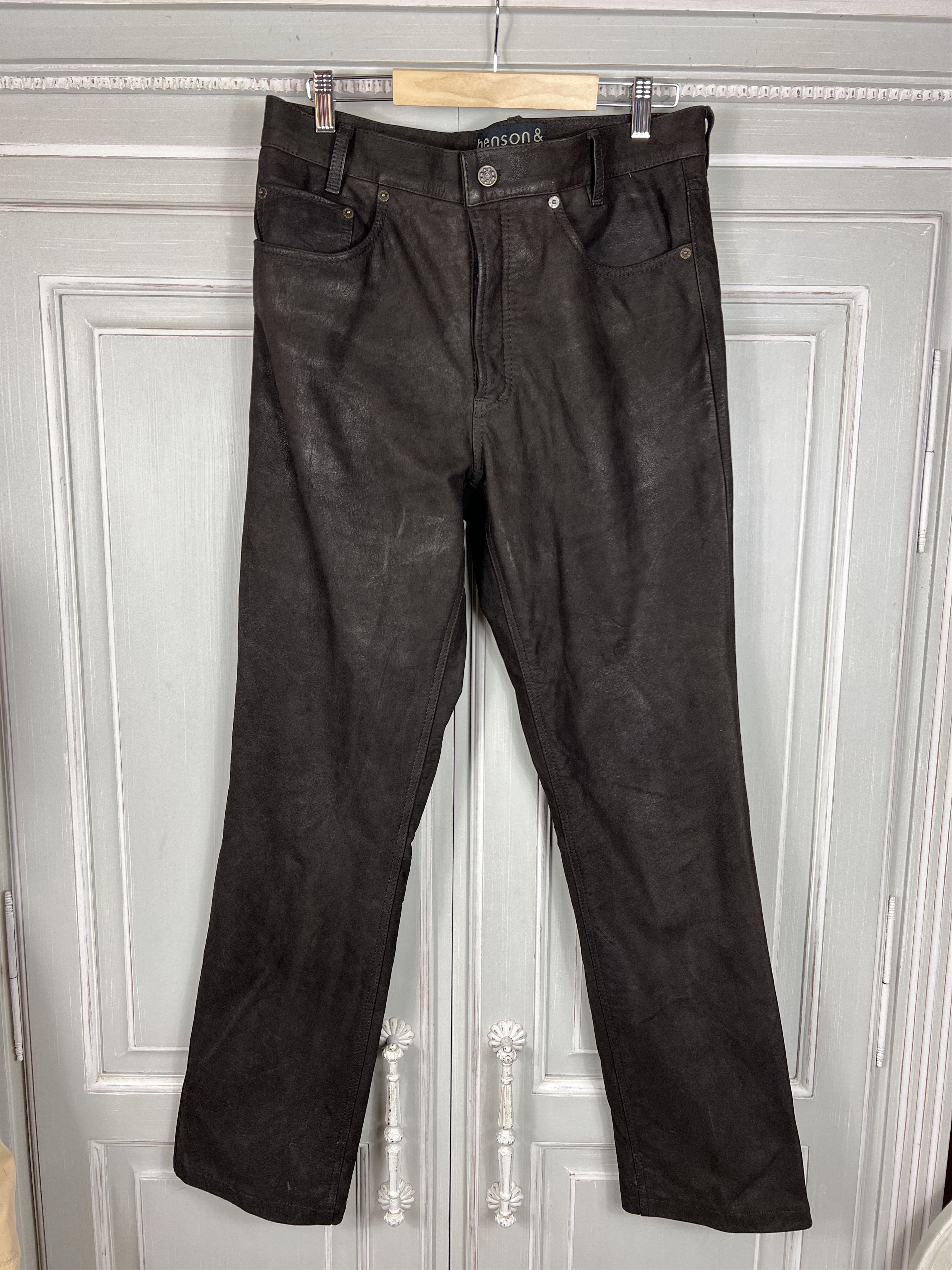 Genuine Leather × Vintage vintage brown leather biker pants Size US 33 - 1 Thumbnail