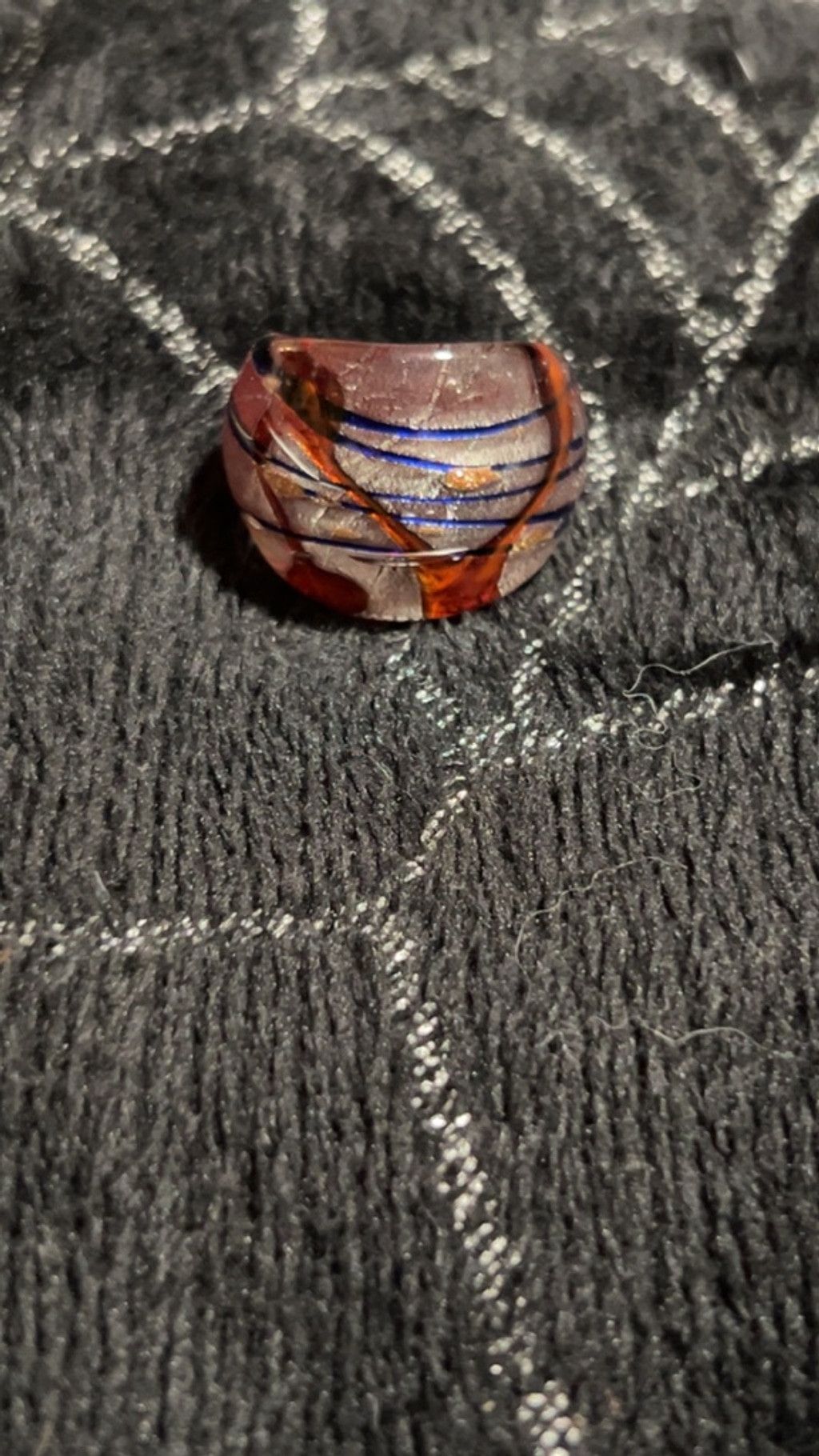 The Unbranded Brand Women's Red and Blue Glass Ring, One Size Size ONE SIZE - 2 Thumbnail