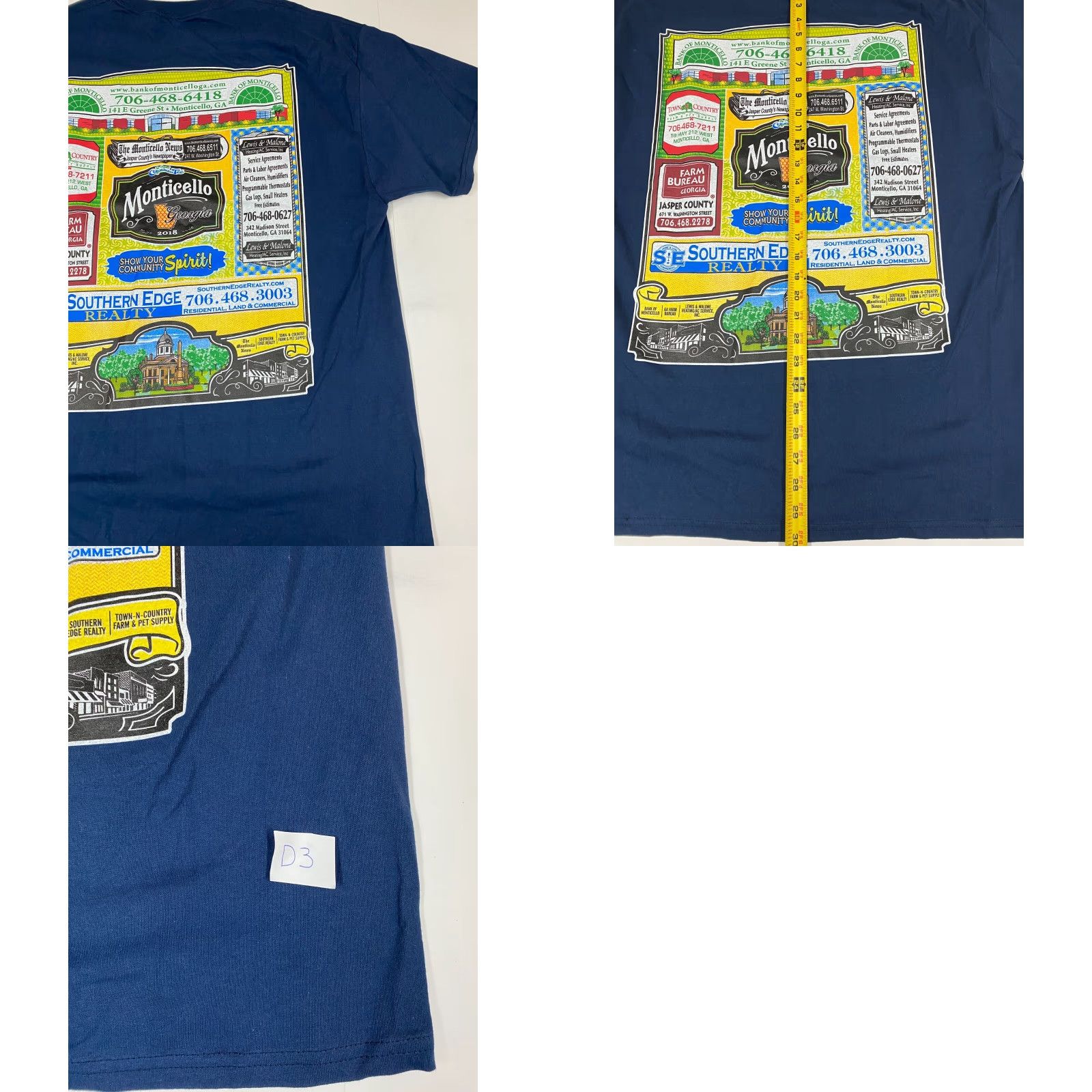 Hanes Hanes Monticello Southern Edge T-Shirt Crew Neck XL Blue Cotton Spandex Logo Short Sleeve Mens Size US XL / EU 56 / 4 - 8 Thumbnail