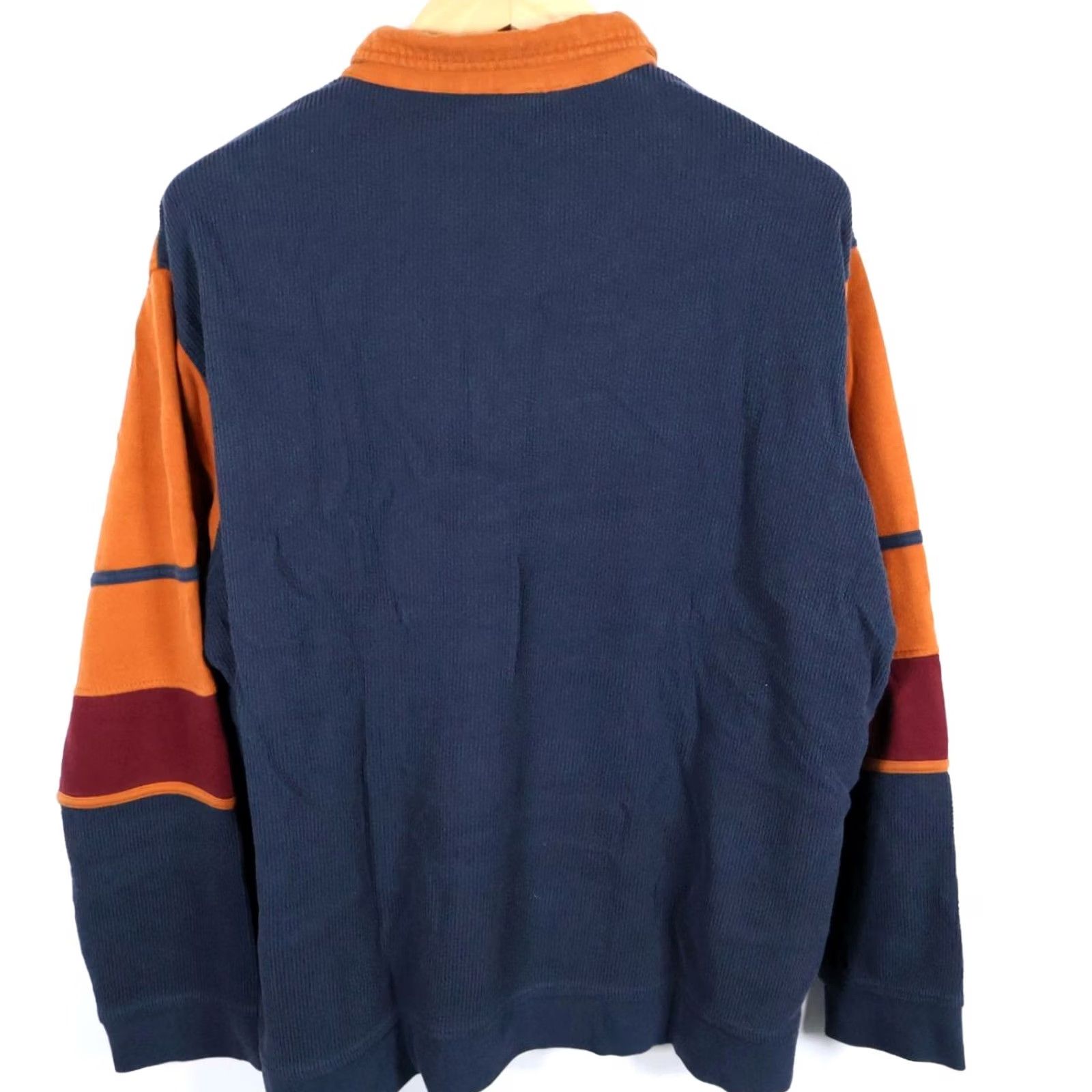 Haband VINTAGE Haband Polo Shirt Knit Striped 3XL Blue Orange Long Sleeve Cotton Blend Mens 90s Retro Size US XXL / EU 58 / 5 - 2 Thumbnail
