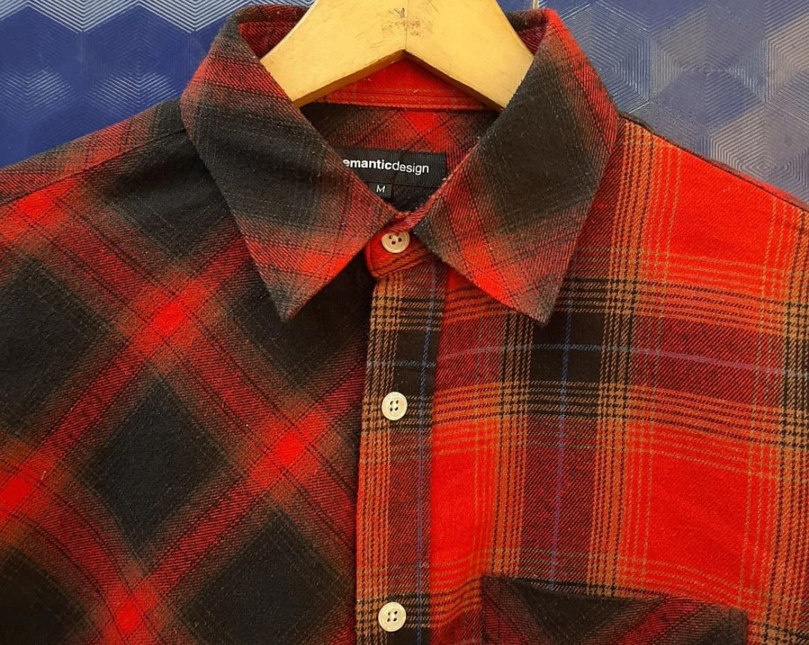 Hysteric Glamour 2000s Archival Semantic Design Patchwork Flannel Shirt y2k Size US M / EU 48-50 / 2 - 2 Thumbnail
