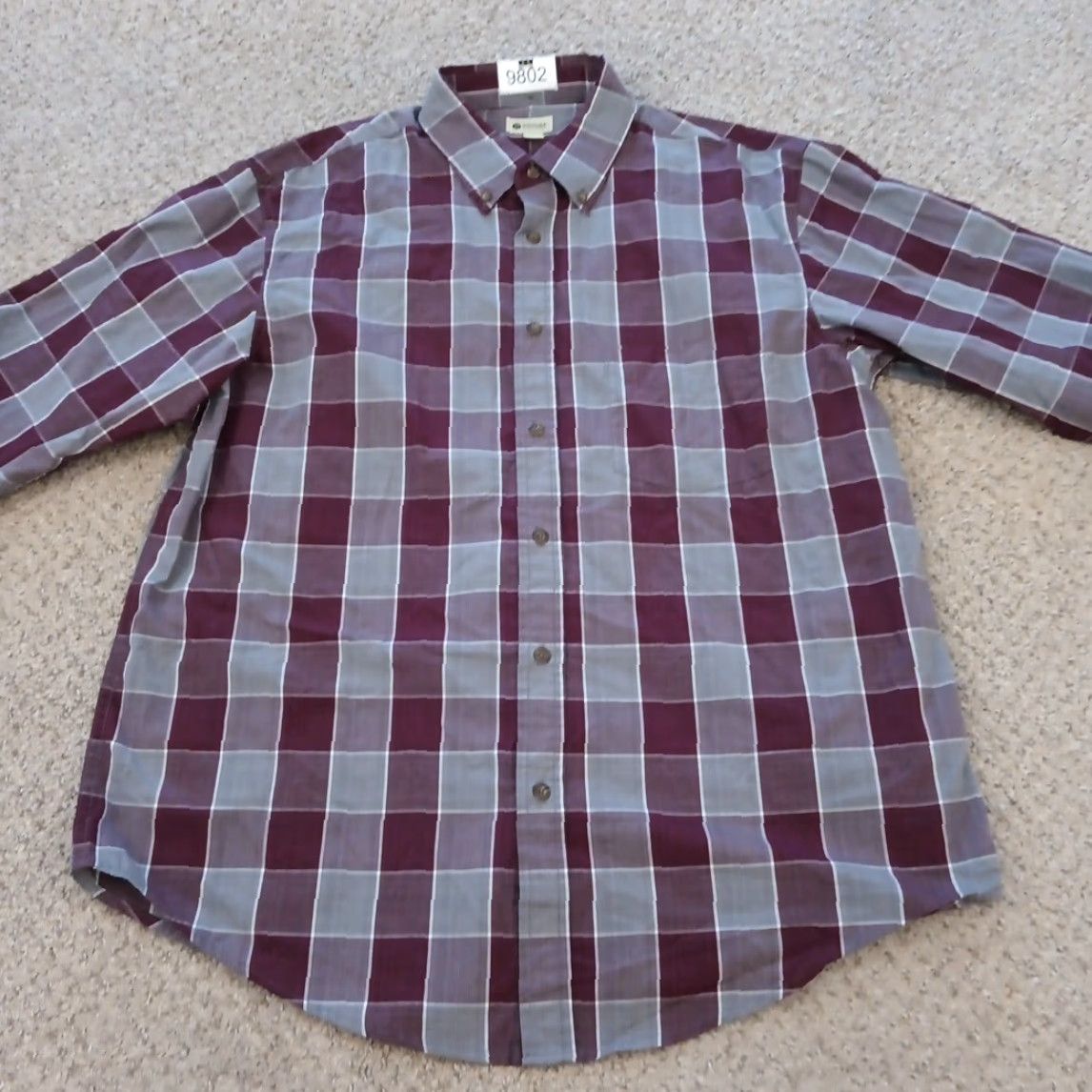 Haggar Haggar Shirt Mens Large Purple Plaid Long Sleeve Button Down Cotton Blend Size US L / EU 52-54 / 3 - 4 Thumbnail