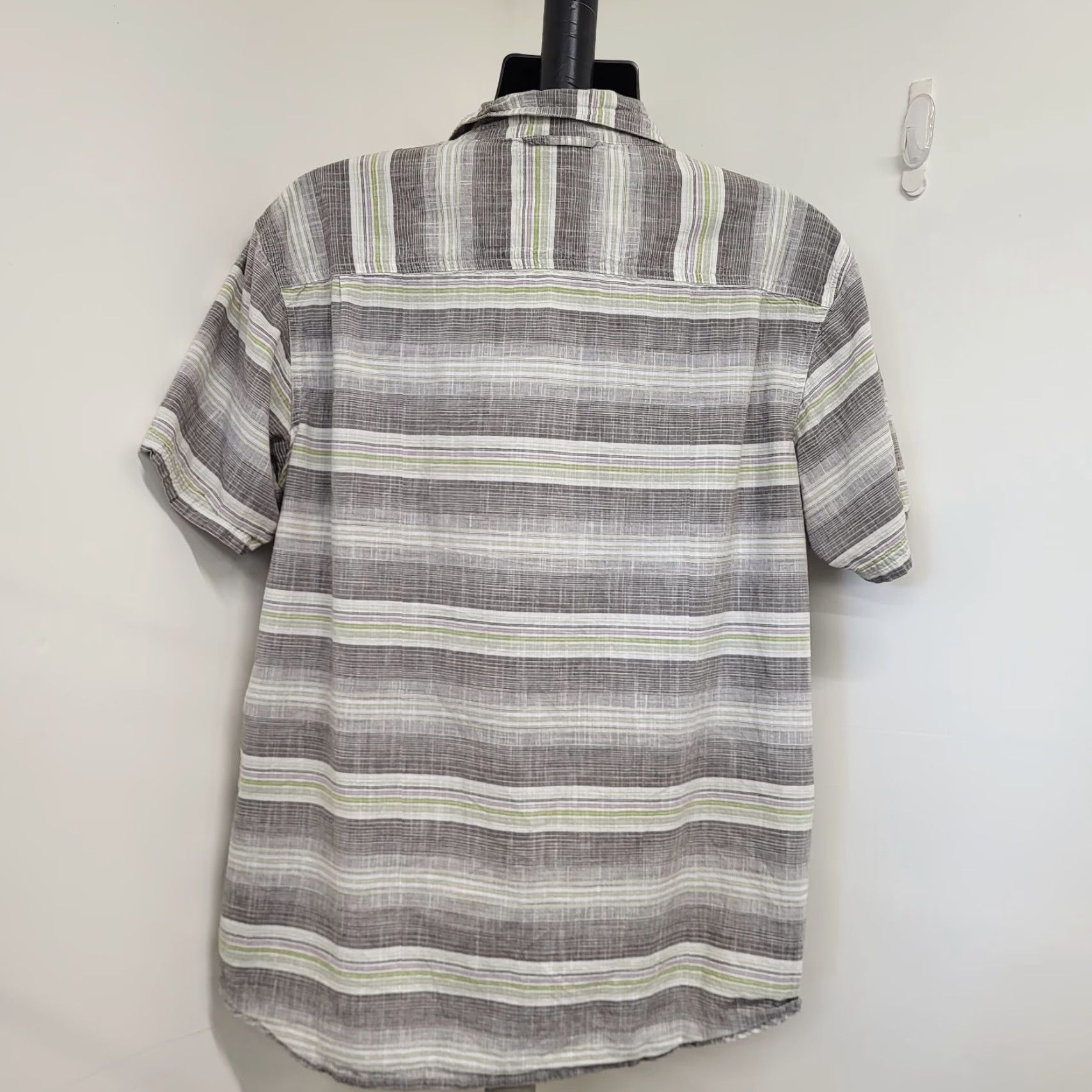 Vintage Columbia Shirt Men XL Gray/White/Lime Green Striped Cotton Button Down Shirt - Button-Up, Short Sleeve, Classic Outdoor Workwear Size US XL / EU 56 / 4 - 5 Thumbnail