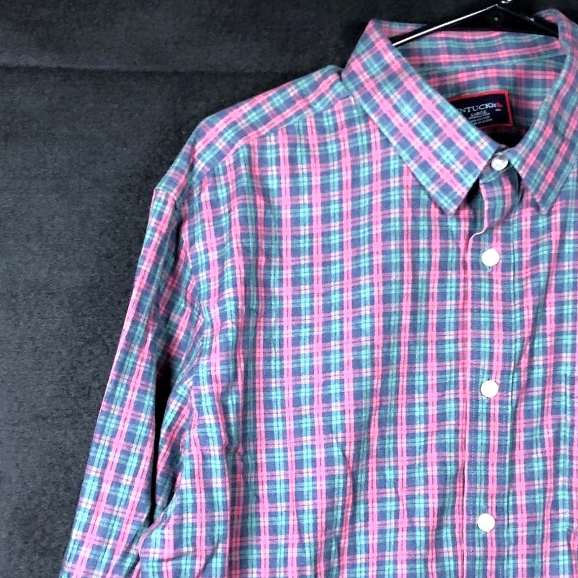 UNTUCKit UNTUCKit Mens Shirt Plaid Collared Button-Down Wrinkle Free 100% Cotton Large Multicolored Blue-White-Black Casual Workwear Mens Size US L / EU 52-54 / 3 - 4 Thumbnail