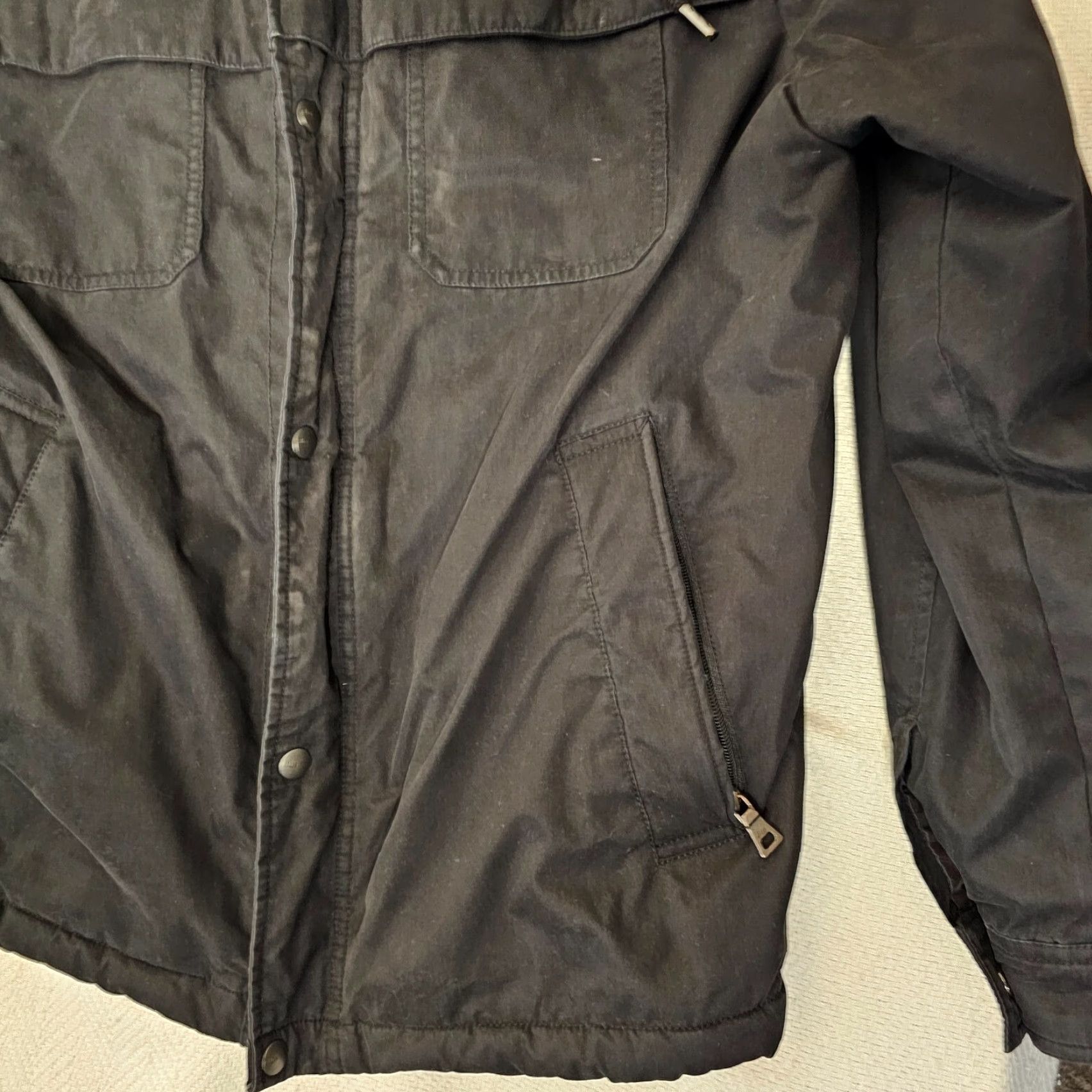 Vintage G.H. Bass & Co. Mens Heavy Cotton Canvas Hoodie Sherpa Size Large Front Bomber Jacket Black Size US L / EU 52-54 / 3 - 4 Thumbnail