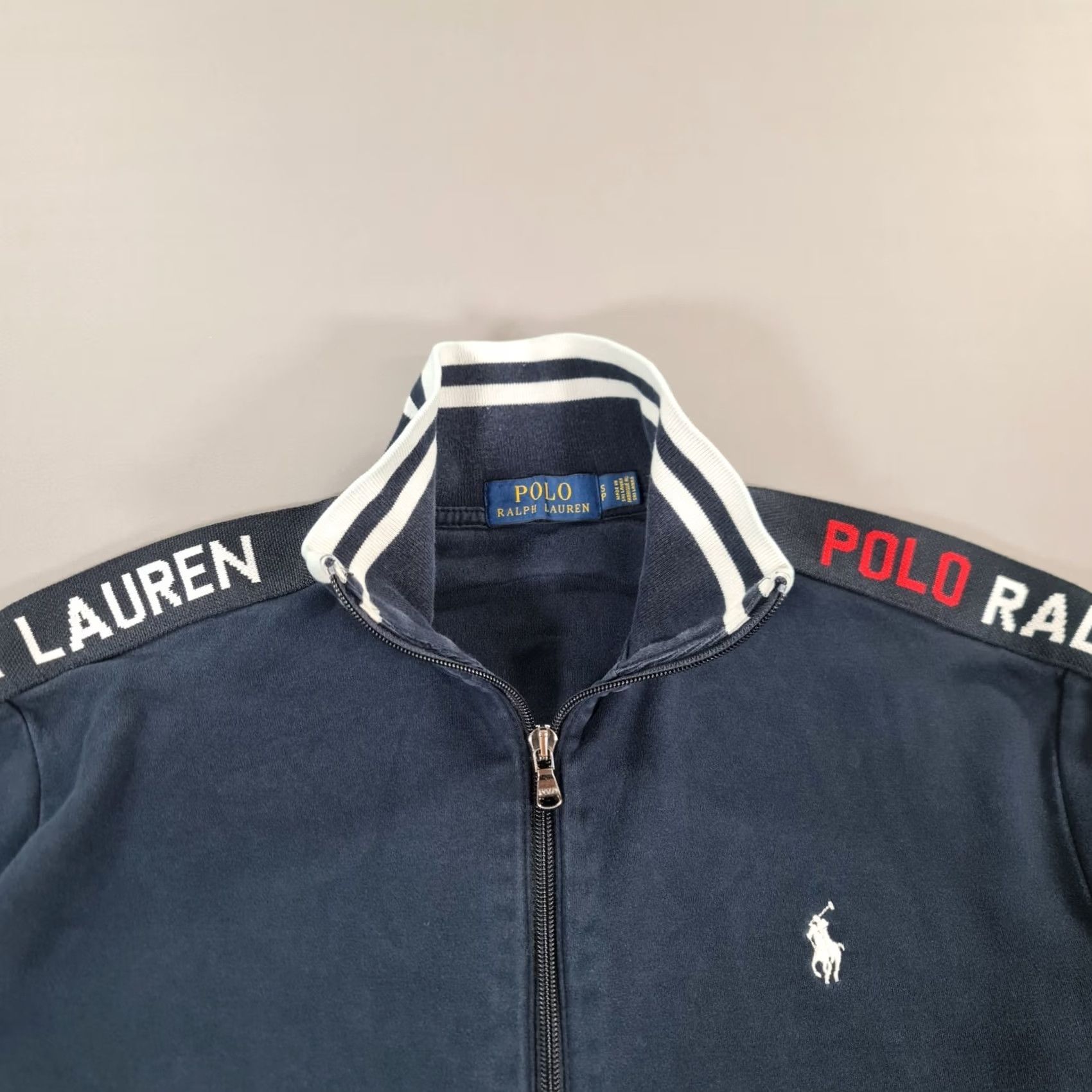 Polo Ralph Lauren Polo Ralph Lauren Mens Track Jacket Navy Blue M Cotton Full Zip Pockets Size US M / EU 48-50 / 2 - 2 Thumbnail