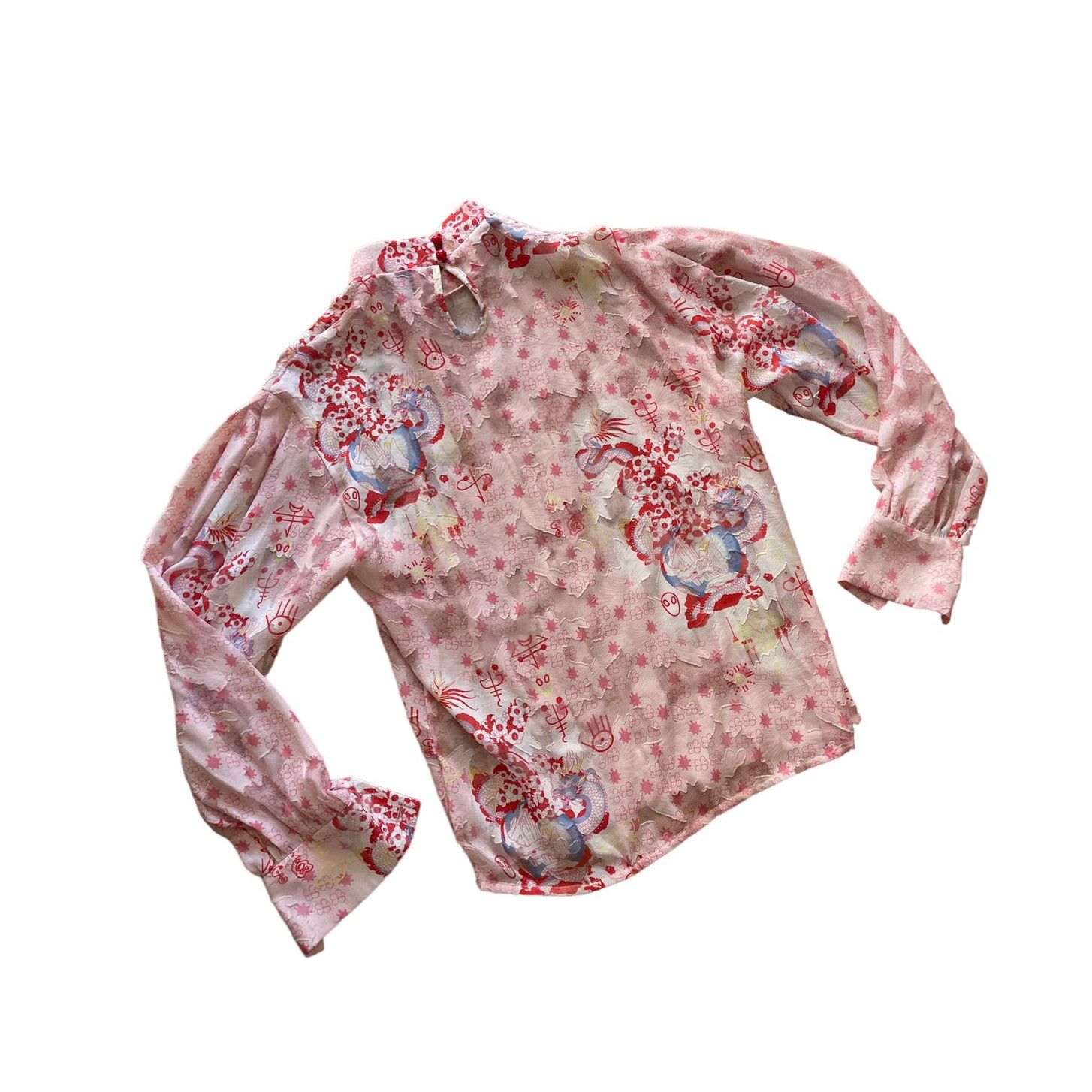 image of Multi-Layered Japanese Printed Top (S) - Baixiju By Mukzin in Pink, Women's (Size Small)