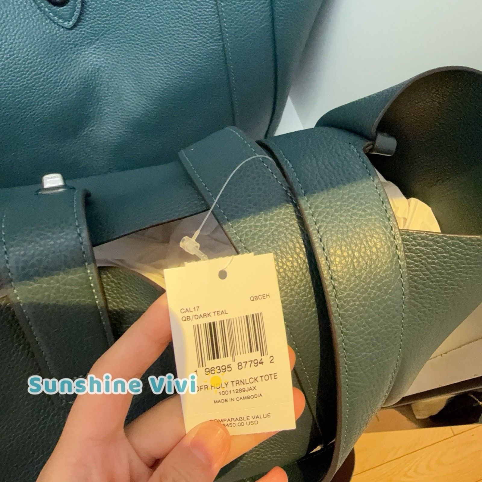 Coach NWT COACH Hadley Tote Bag Leather CAL17 Gunmetal/Dark Teal Size ONE SIZE - 3 Thumbnail