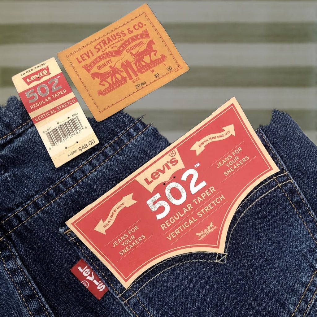 Levi's Levi's 502 Taper Stretch Jeans Men 30x30 Denim Jeans for Sneakers NWT Blue Regular Rise Mid 10" 30 Inseam 5-Pocket Logo Pantswear Casual Mens Size US 30 / EU 46 - 1 Thumbnail