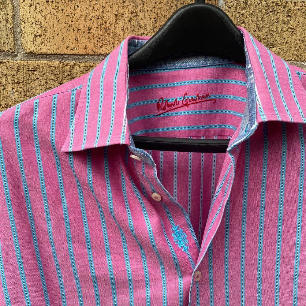 Robert Graham Robert Graham Striped Button Up Dress Shirt Pink Blue Large Size US L / EU 52-54 / 3 - 2 Thumbnail
