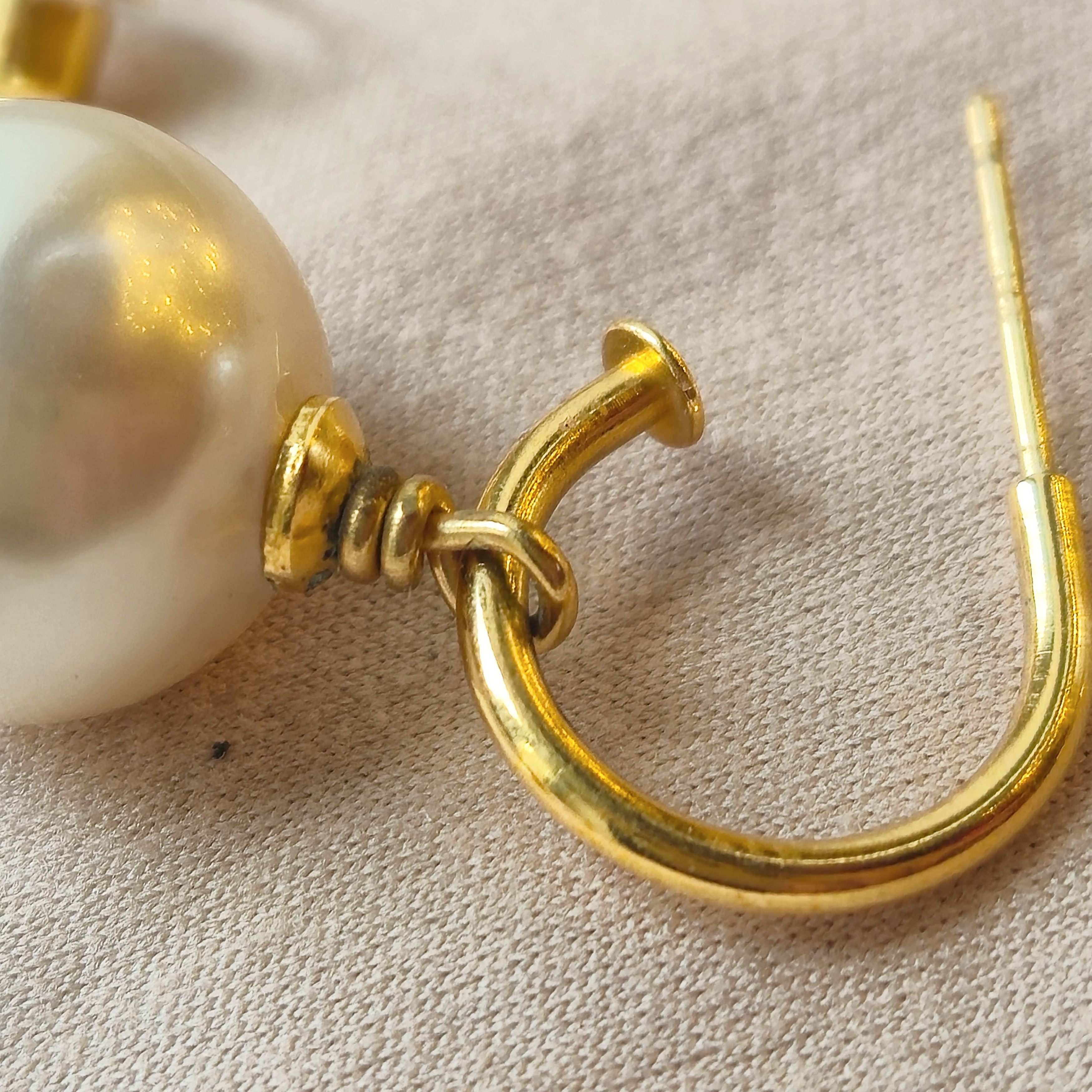 Chanel Chanel Gold Pearl Drop Mini Hoop Earrings Size ONE SIZE - 6 Thumbnail